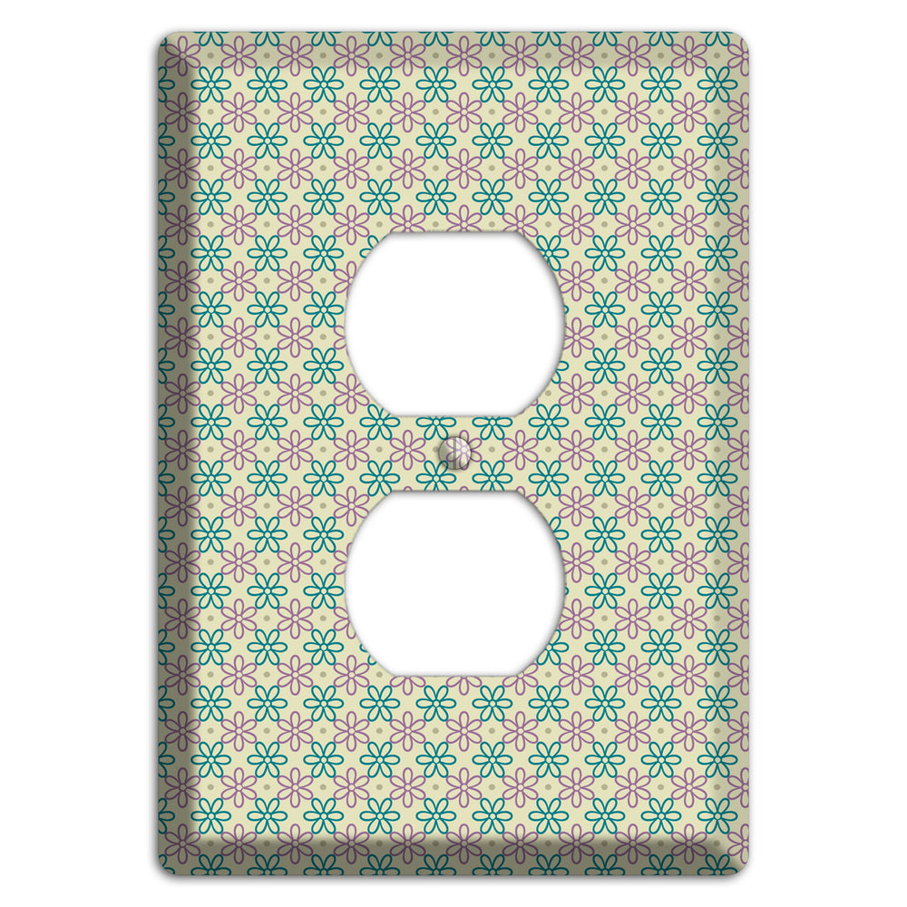 Large Green and Lavender Foulard Duplex Outlet Wallplate