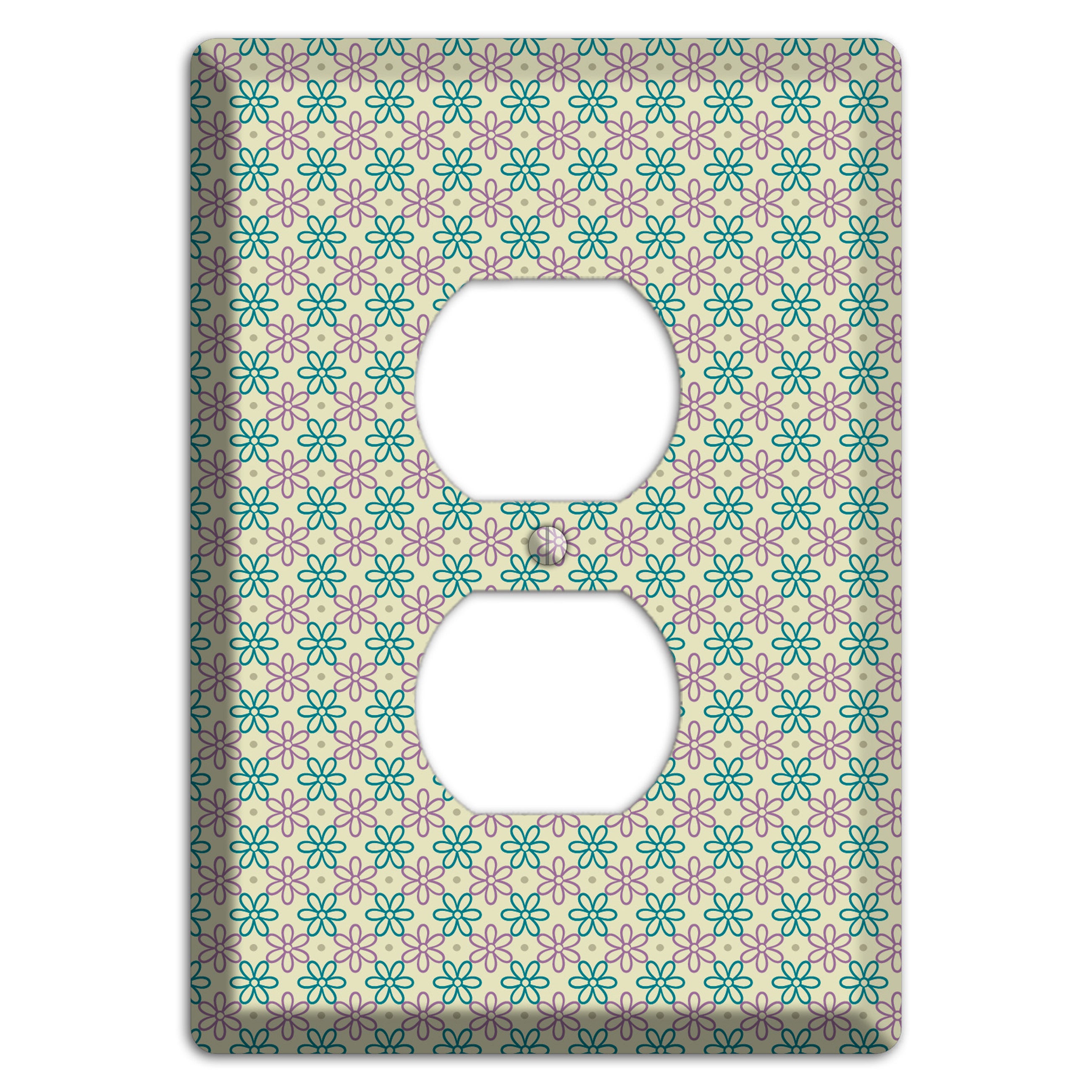 Large Green and Lavender Foulard Duplex Outlet Wallplate