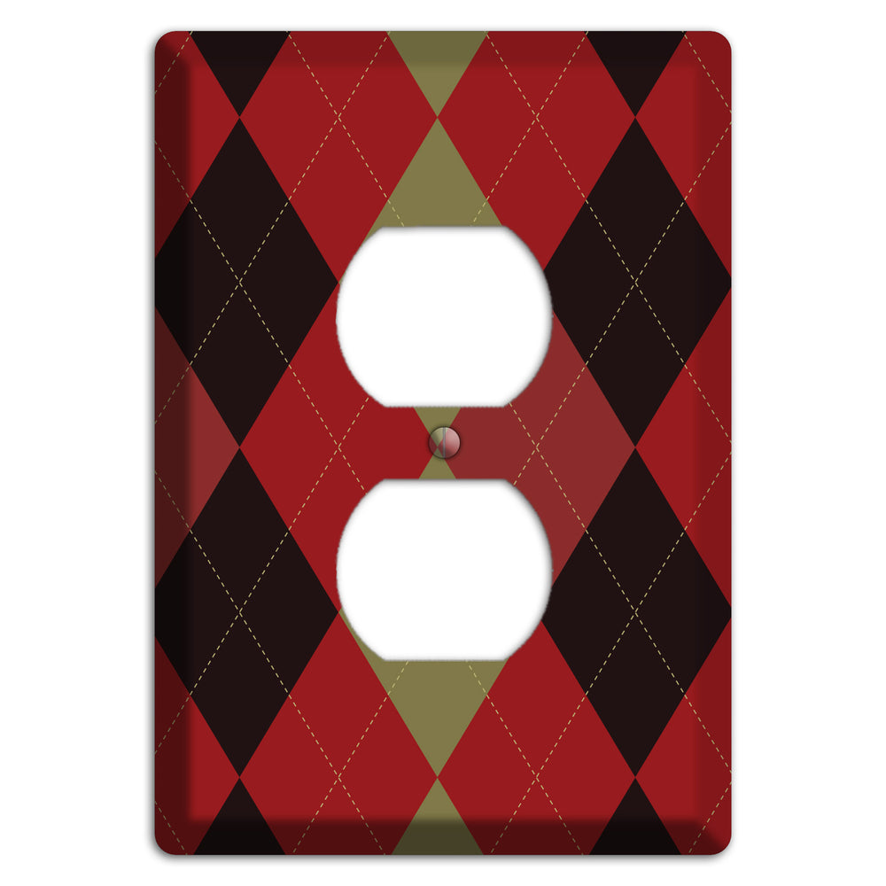 Red Olive Black Argyle Duplex Outlet Wallplate