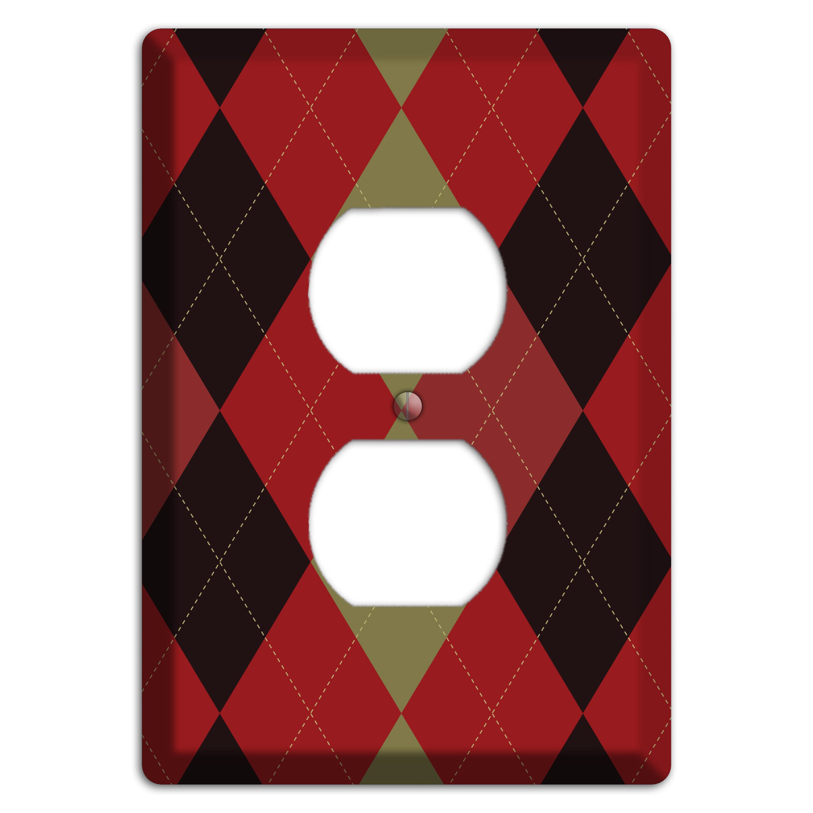 Red Olive Black Argyle Duplex Outlet Wallplate