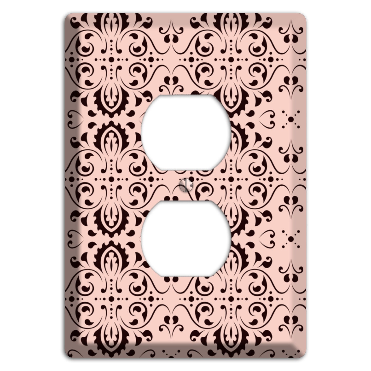 Coral Tapestry Cartouche Duplex Outlet Wallplate