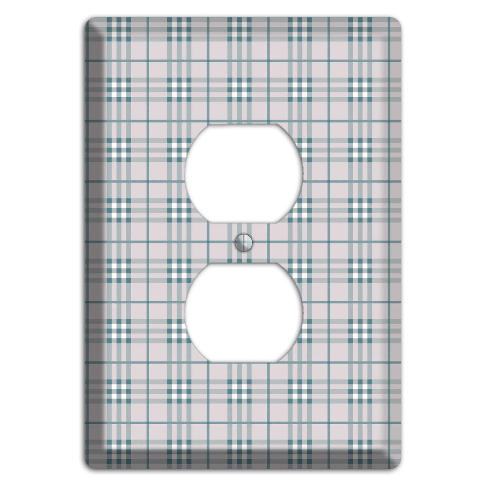 Multi Grey Plaid Duplex Outlet Wallplate