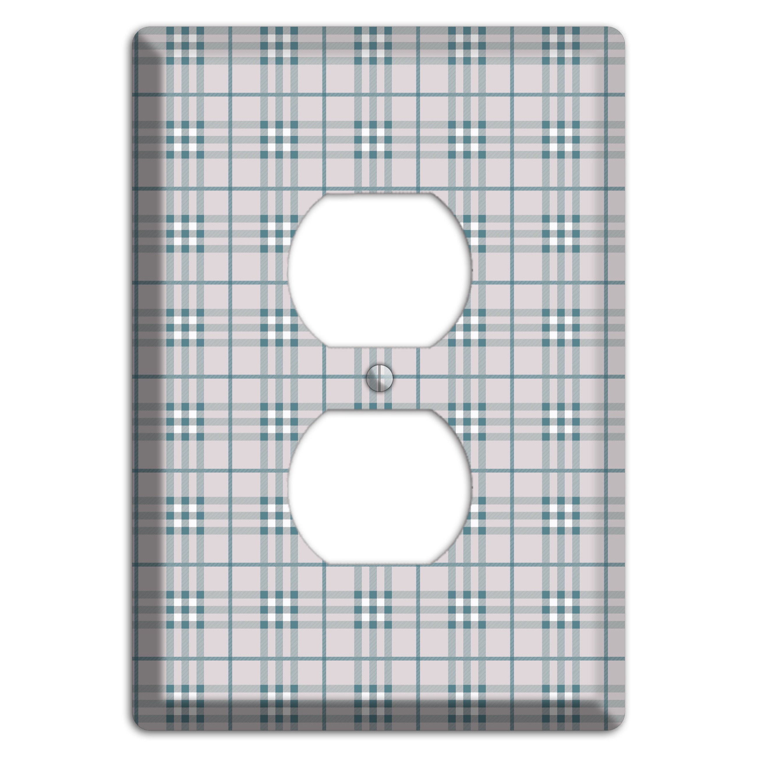 Multi Grey Plaid Duplex Outlet Wallplate