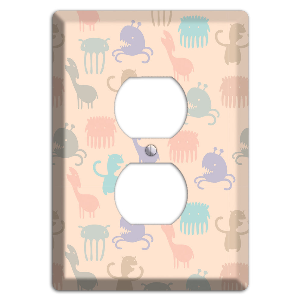 Green Grunge Floral Contour Duplex Outlet Wallplate