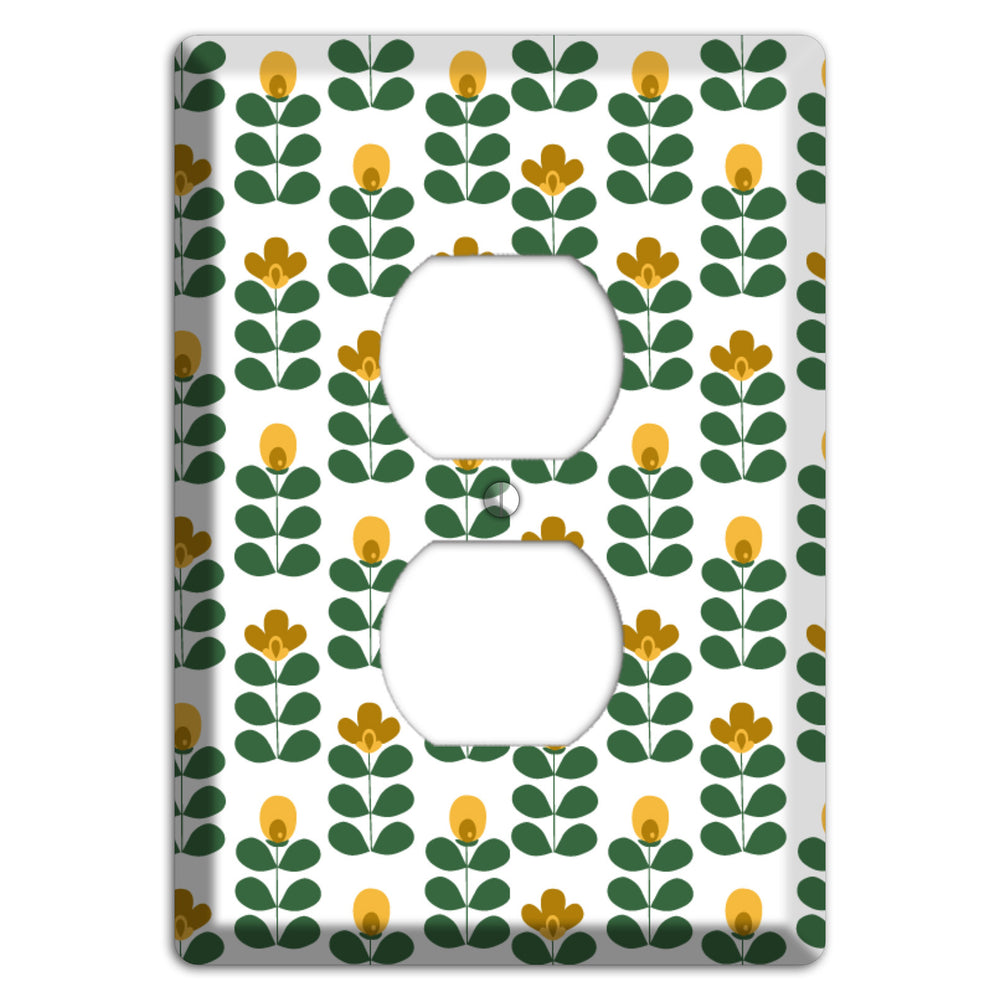 Multi Mustard Deco Floral Half Drop Duplex Outlet Wallplate
