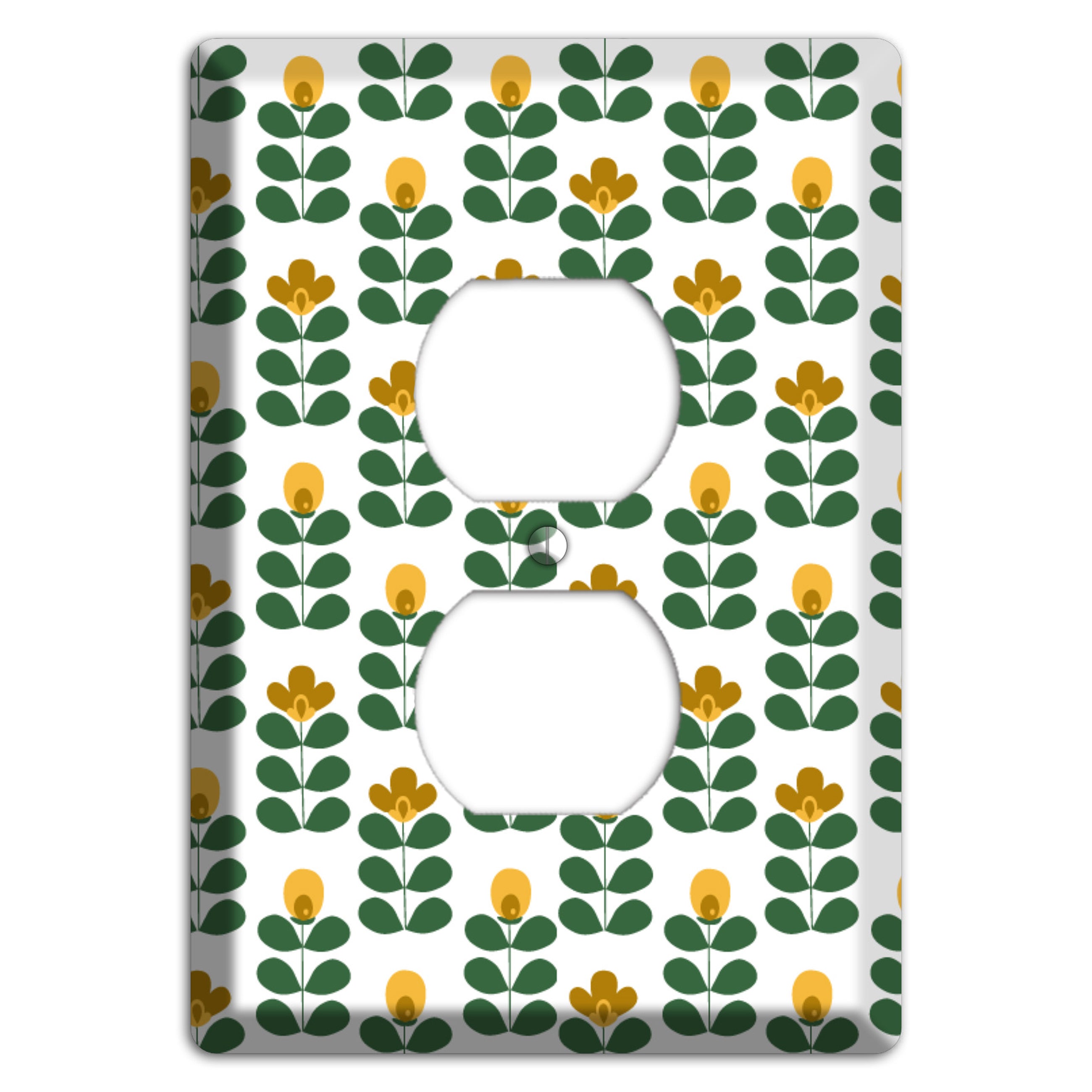 Multi Mustard Deco Floral Half Drop Duplex Outlet Wallplate