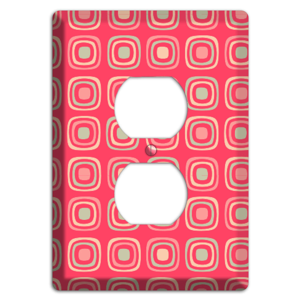 Multo Pink Retro Squares Duplex Outlet Wallplate