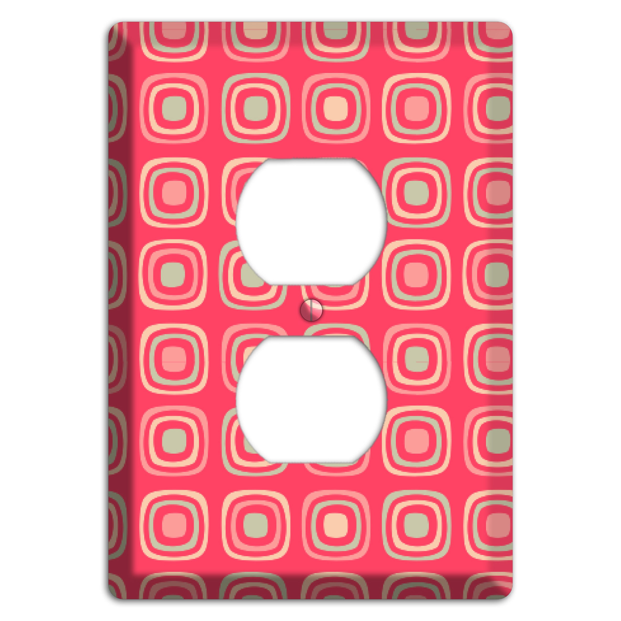 Multo Pink Retro Squares Duplex Outlet Wallplate