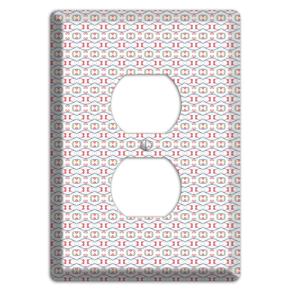 White with Red Tapestry Contour Duplex Outlet Wallplate