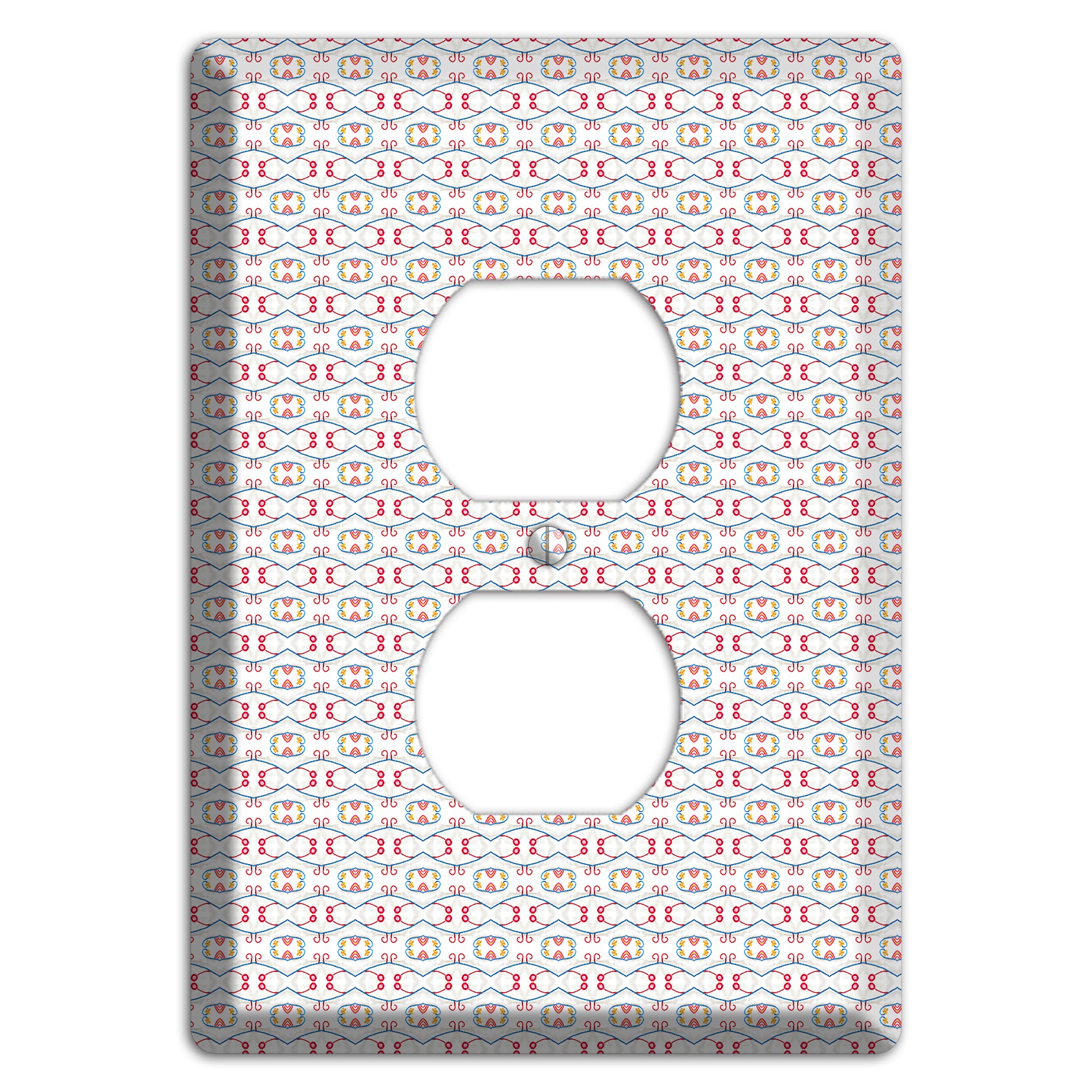 White with Red Tapestry Contour Duplex Outlet Wallplate