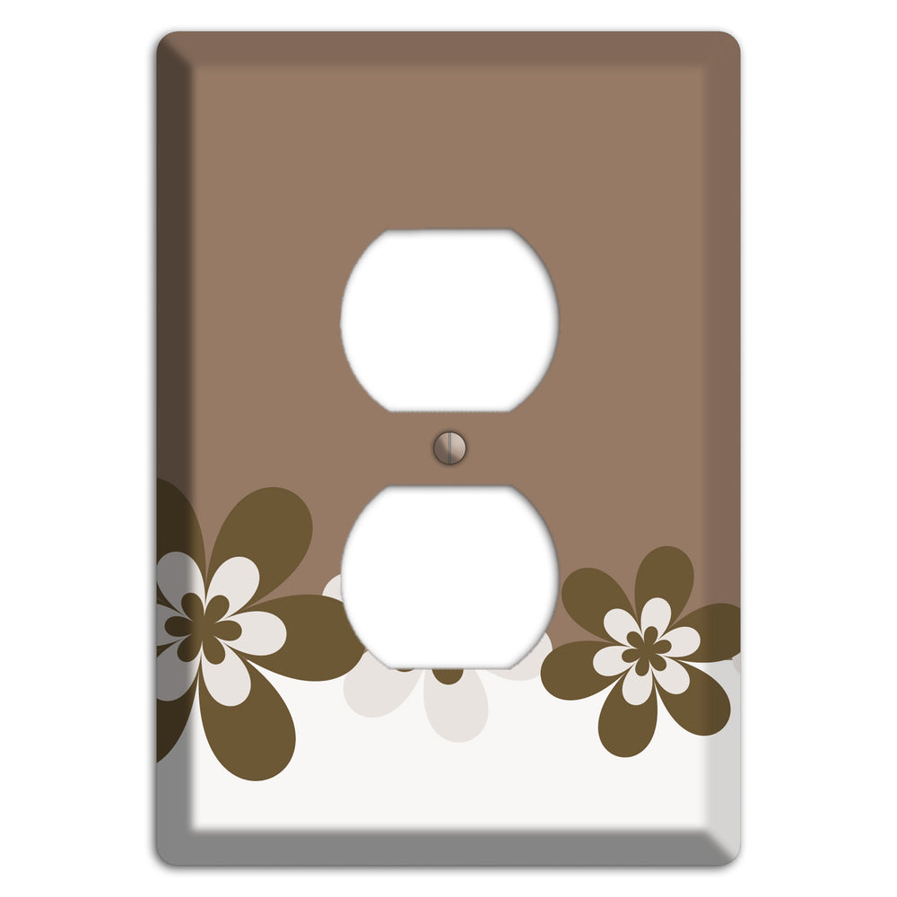 Brown Hippie Flowers Duplex Outlet Wallplate