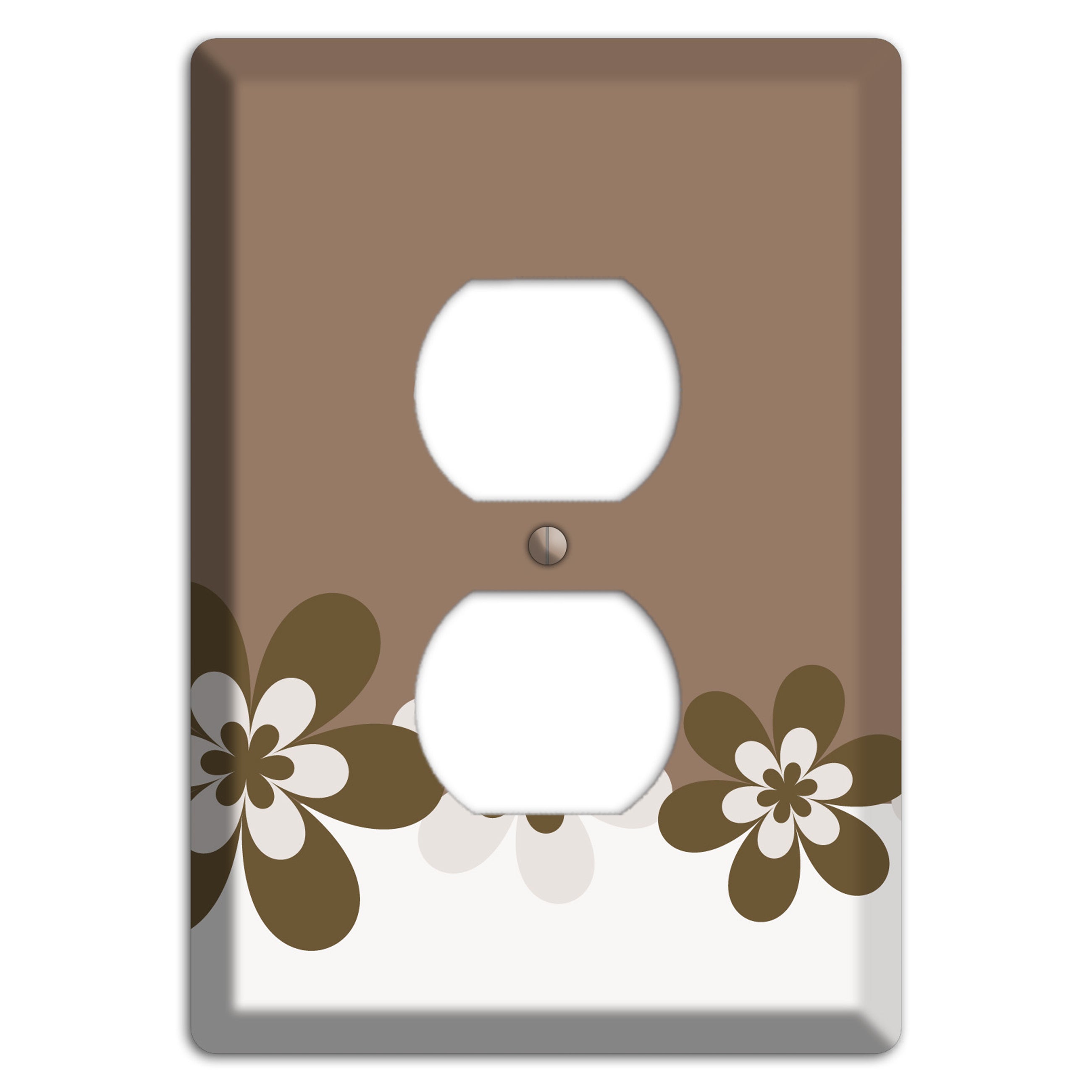 Brown Hippie Flowers Duplex Outlet Wallplate