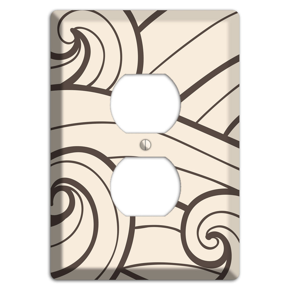 Abstract Curl Beige Duplex Outlet Wallplate