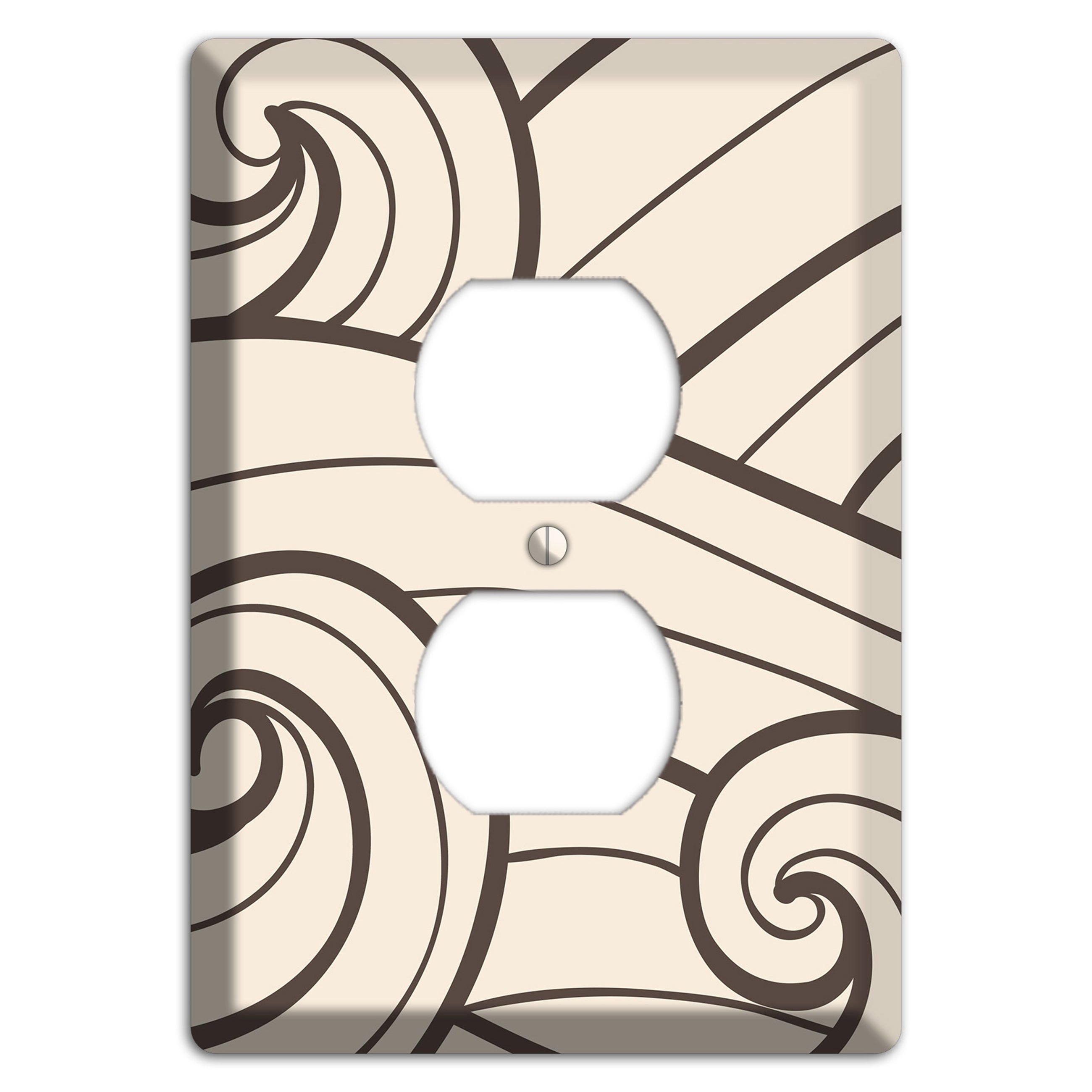 Abstract Curl Beige Duplex Outlet Wallplate