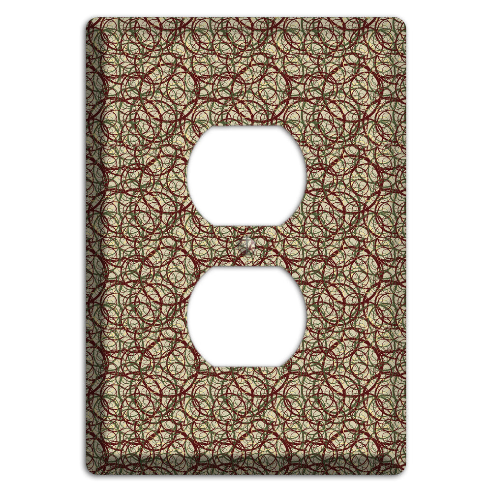Brown and Burgundy Circles Duplex Outlet Wallplate