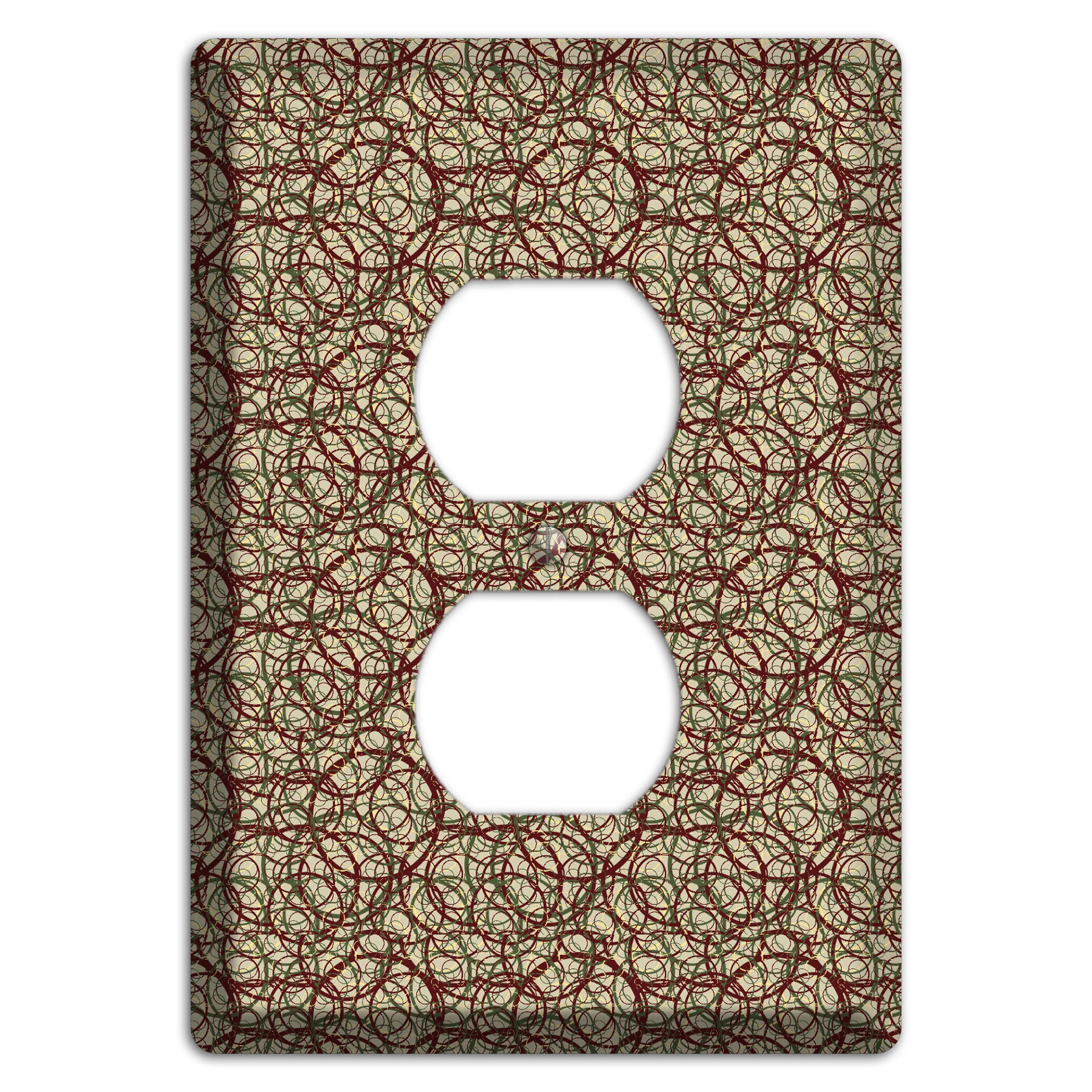 Brown and Burgundy Circles Duplex Outlet Wallplate