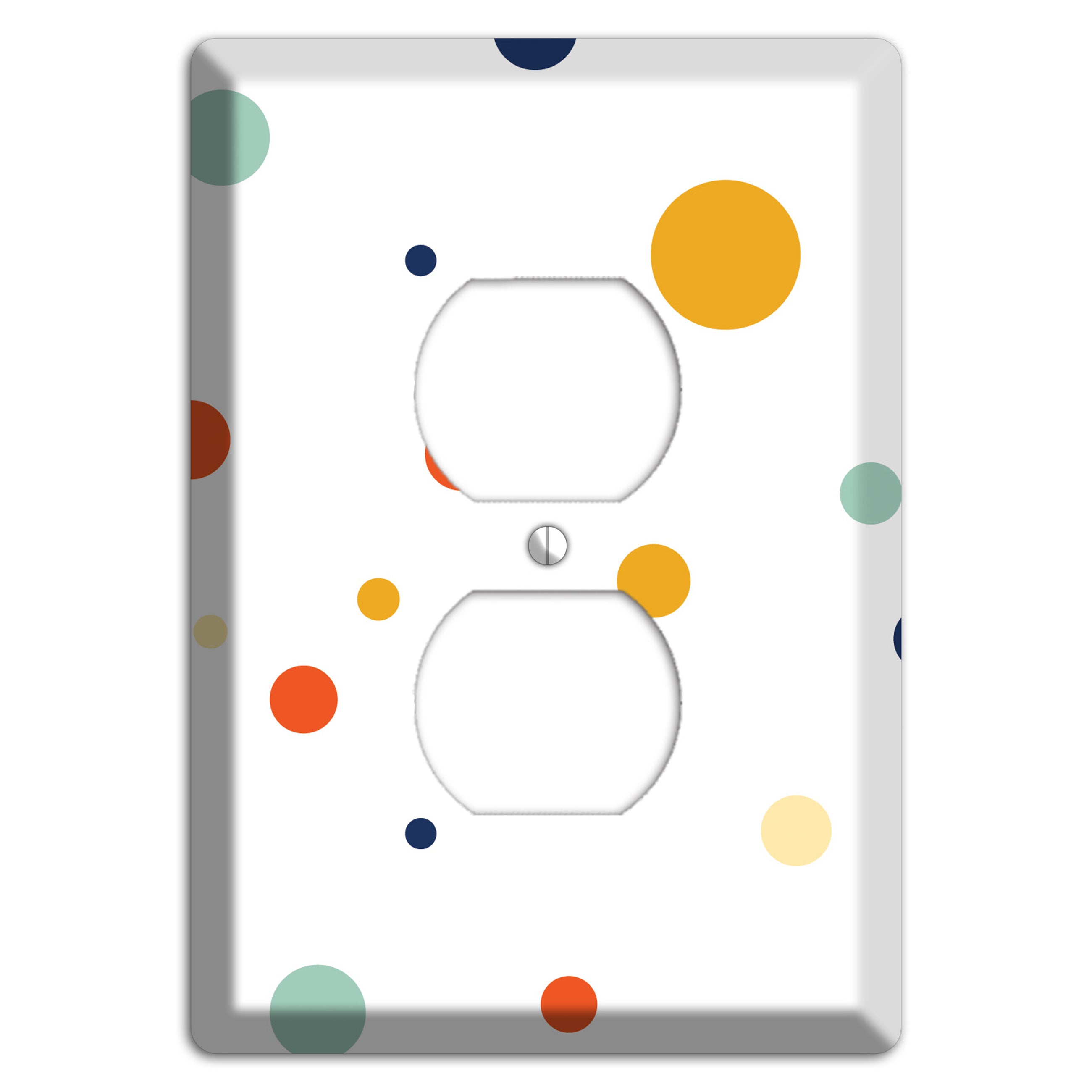 White with Multi Umber and Sage Medium Dots Duplex Outlet Wallplate