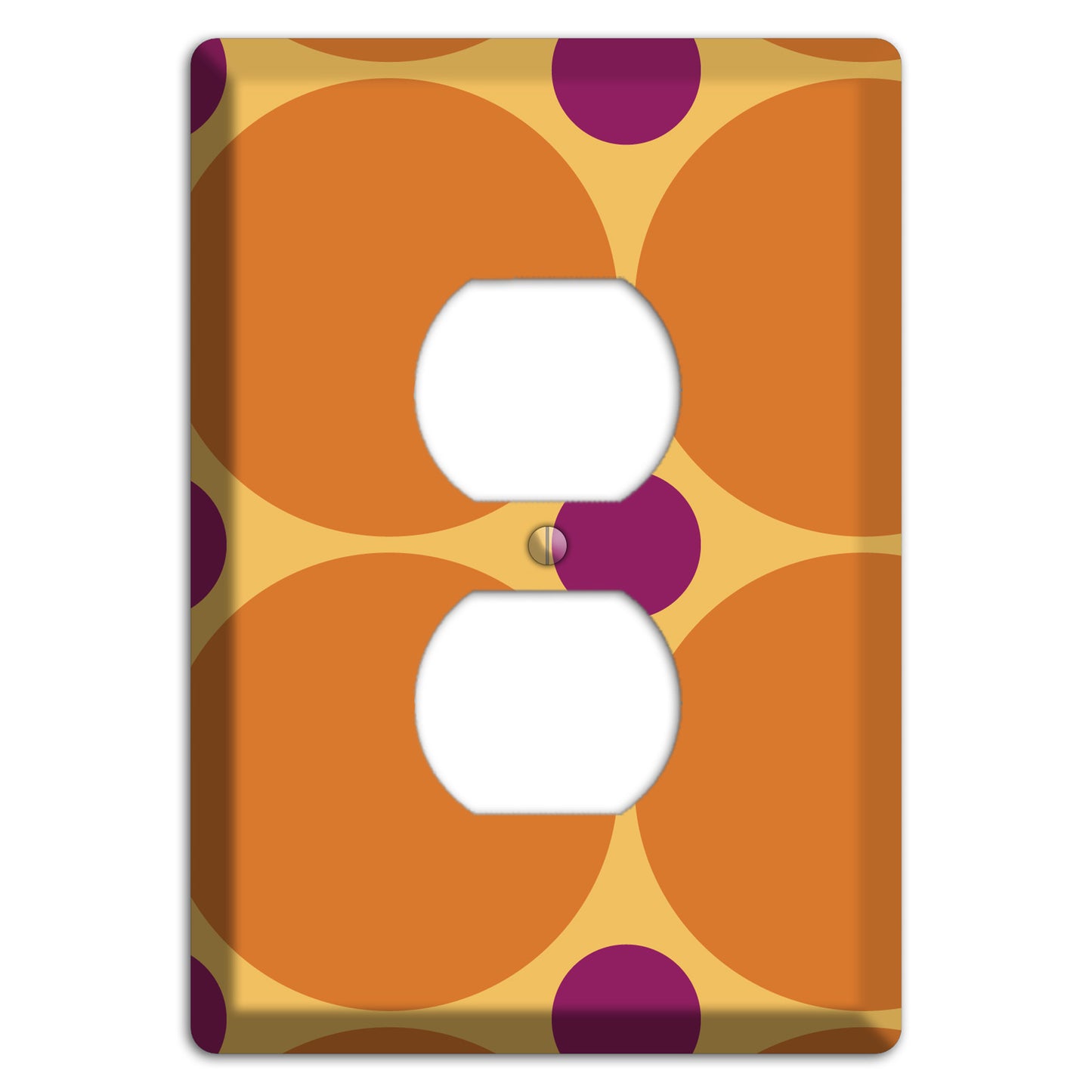 Orange with Umber and Plum Multi Tiled Large Dots Duplex Outlet Wallplate