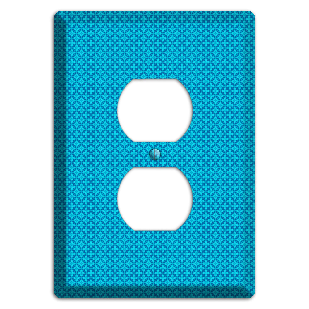 Multi Blue Checkered Quatrefoil Duplex Outlet Wallplate