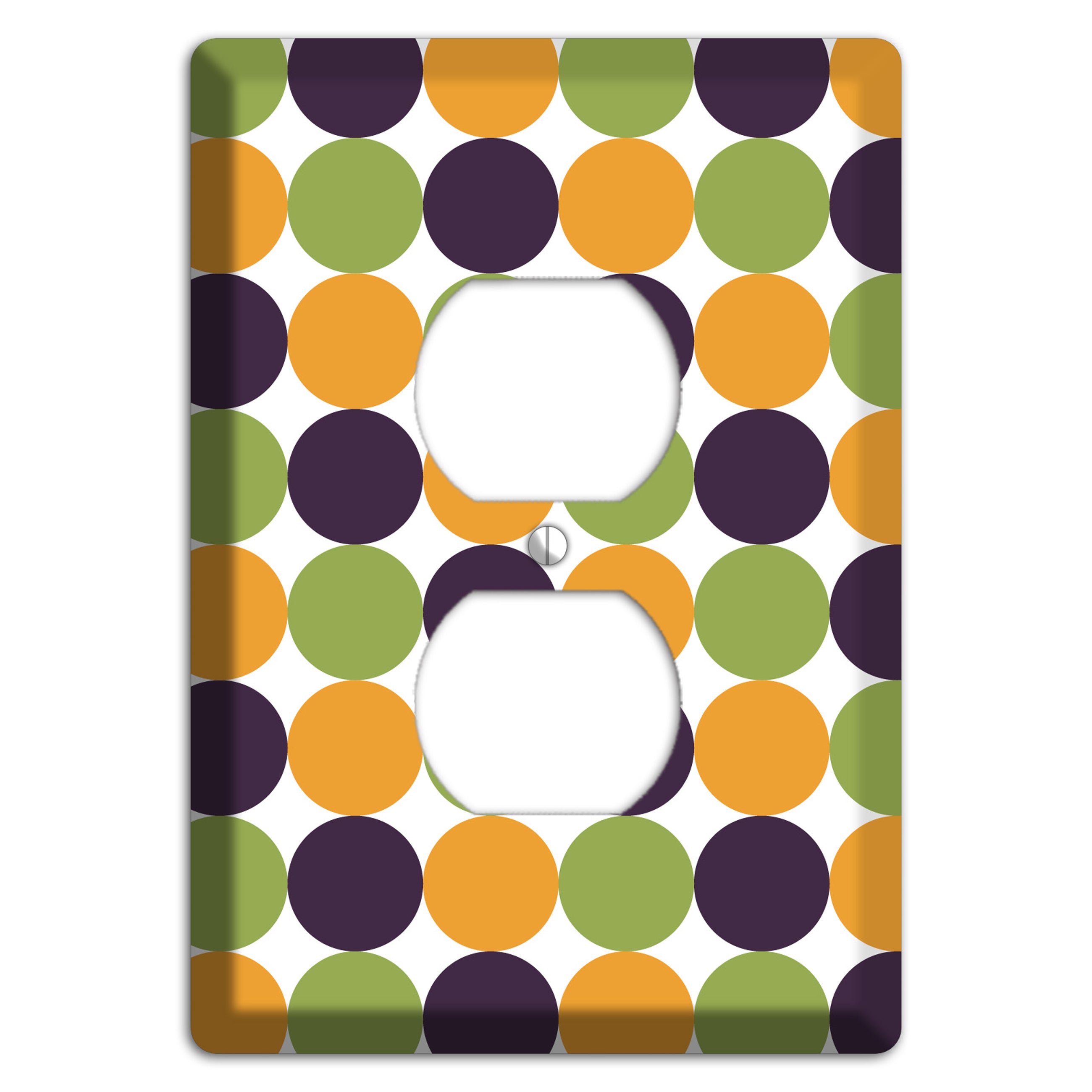 Olive Eggplant Orange Tiled Dots Duplex Outlet Wallplate