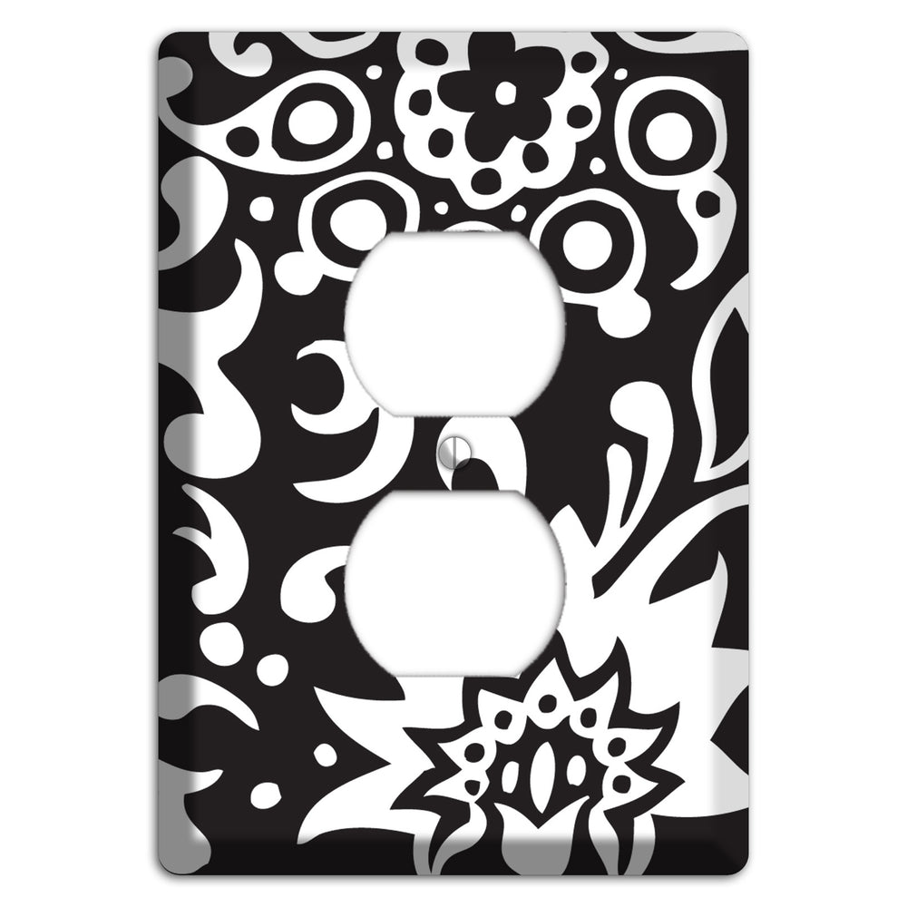 Black with White Boteh Duplex Outlet Wallplate