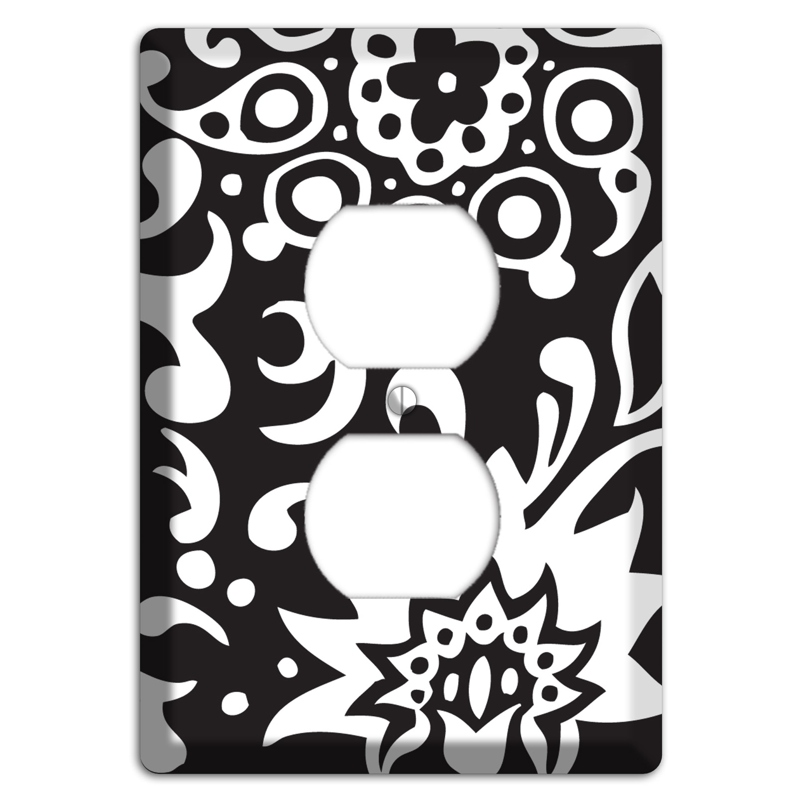 Black with White Boteh Duplex Outlet Wallplate