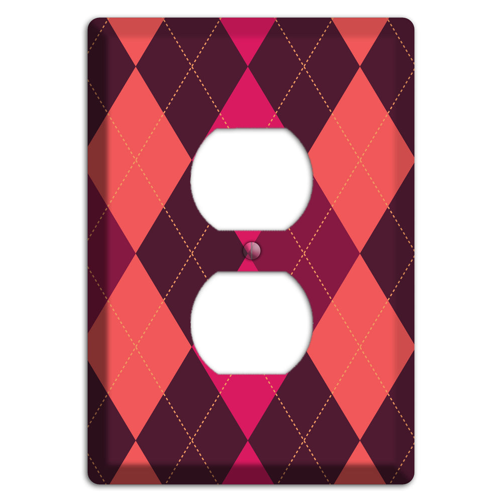 Orange and Pink Argyle Duplex Outlet Wallplate