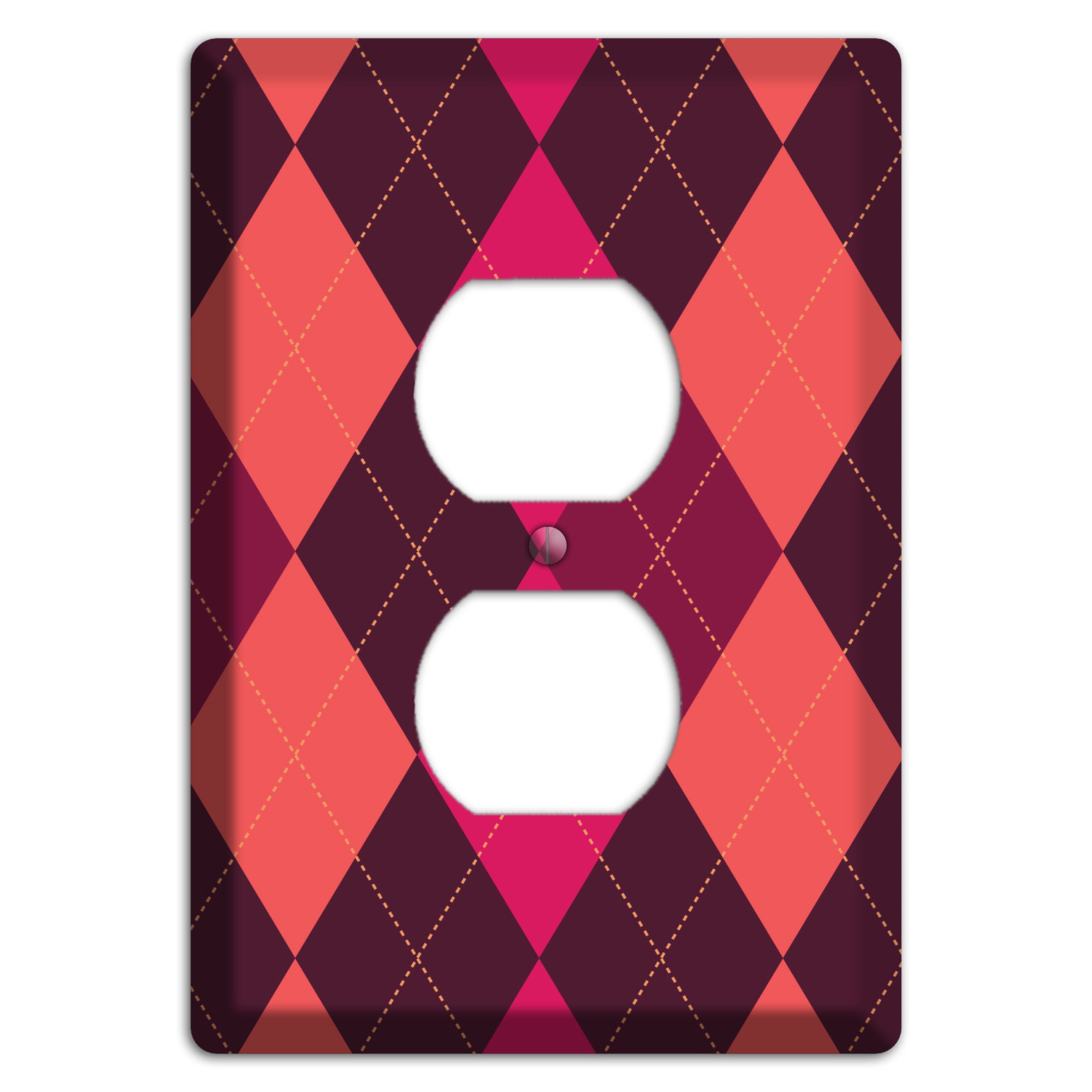Orange and Pink Argyle Duplex Outlet Wallplate