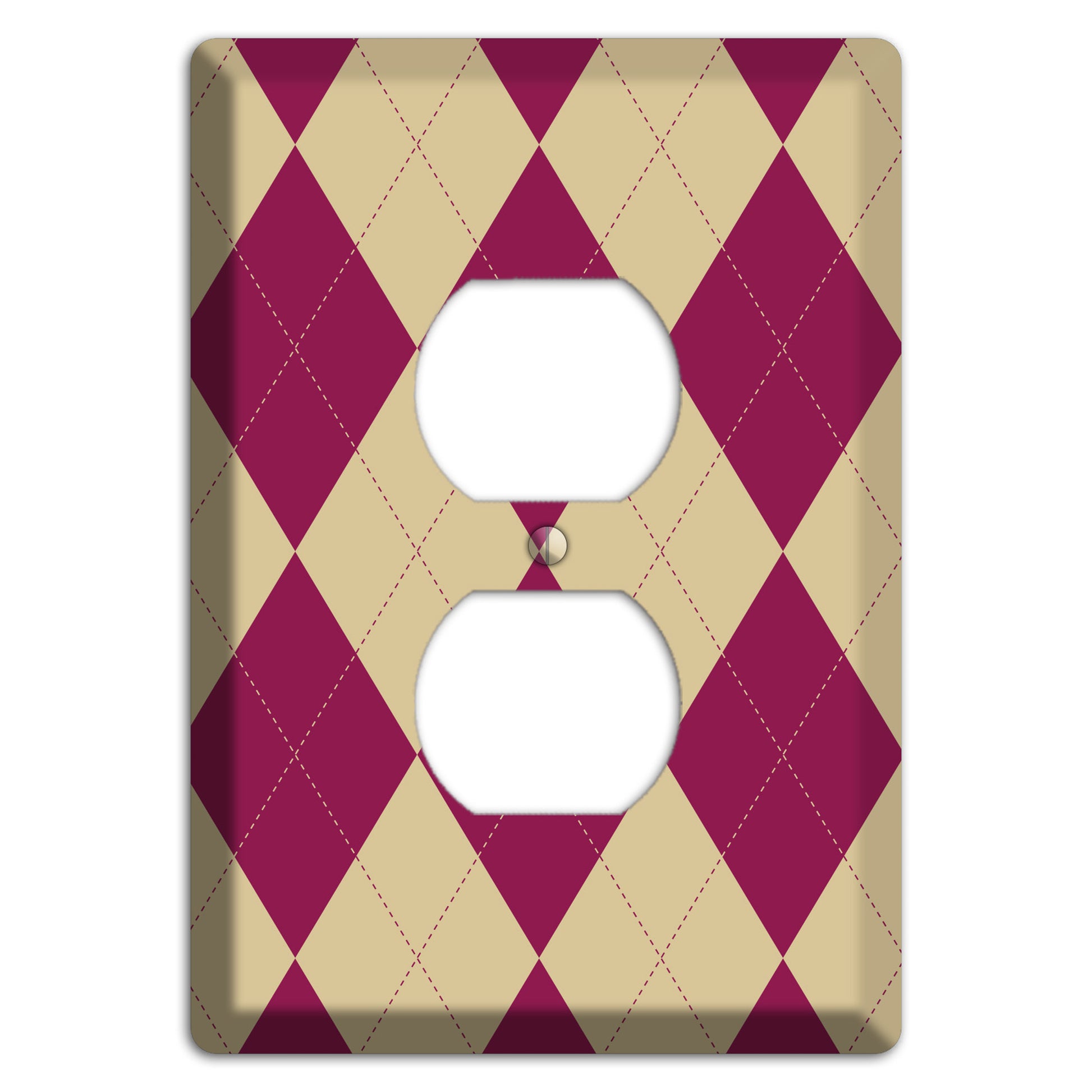 Red and Tan Argyle Duplex Outlet Wallplate