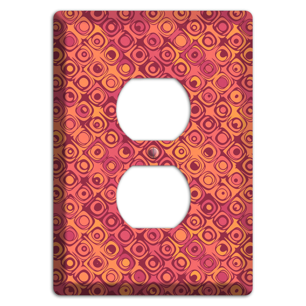 Coral Grunge Retro Circles Duplex Outlet Wallplate
