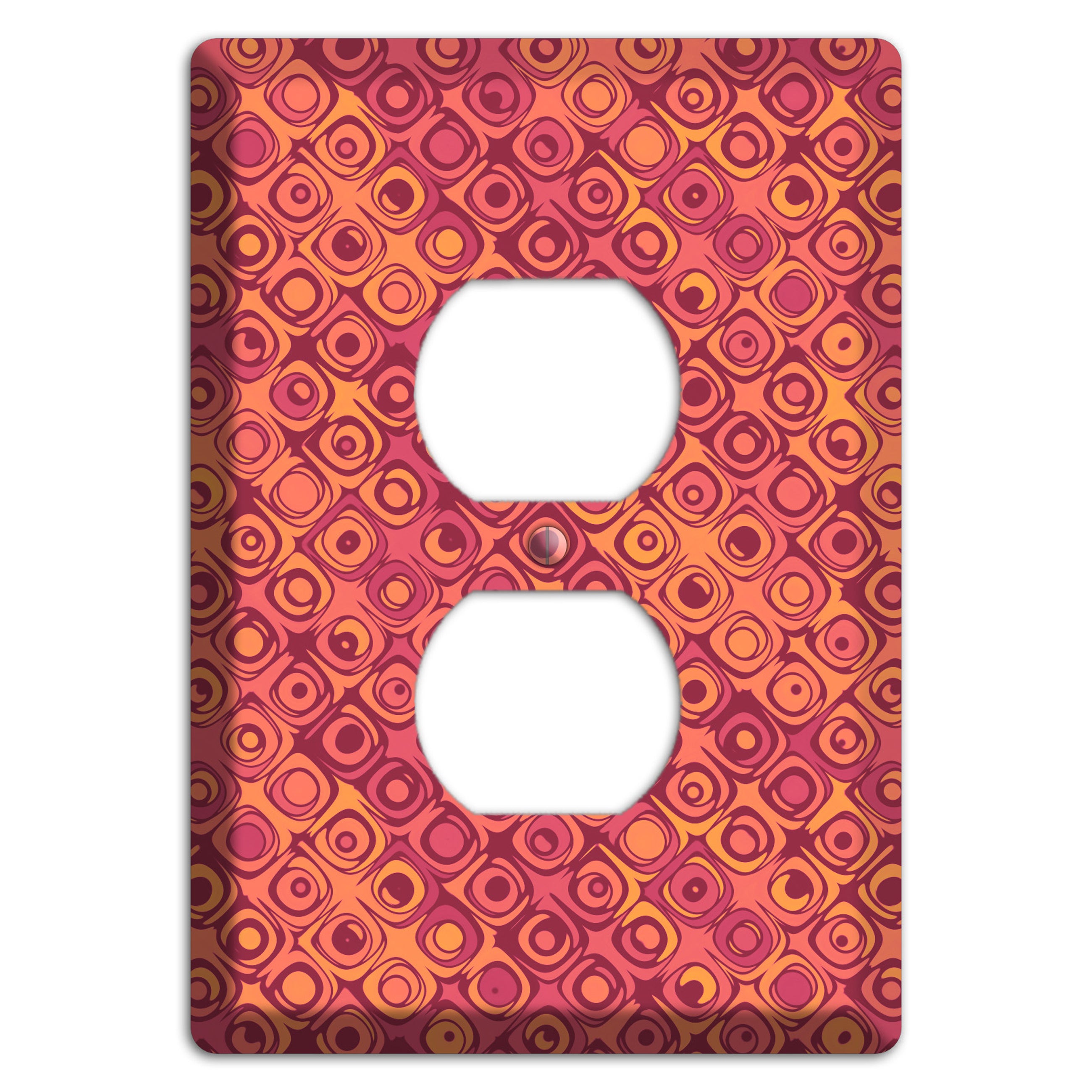 Coral Grunge Retro Circles Duplex Outlet Wallplate