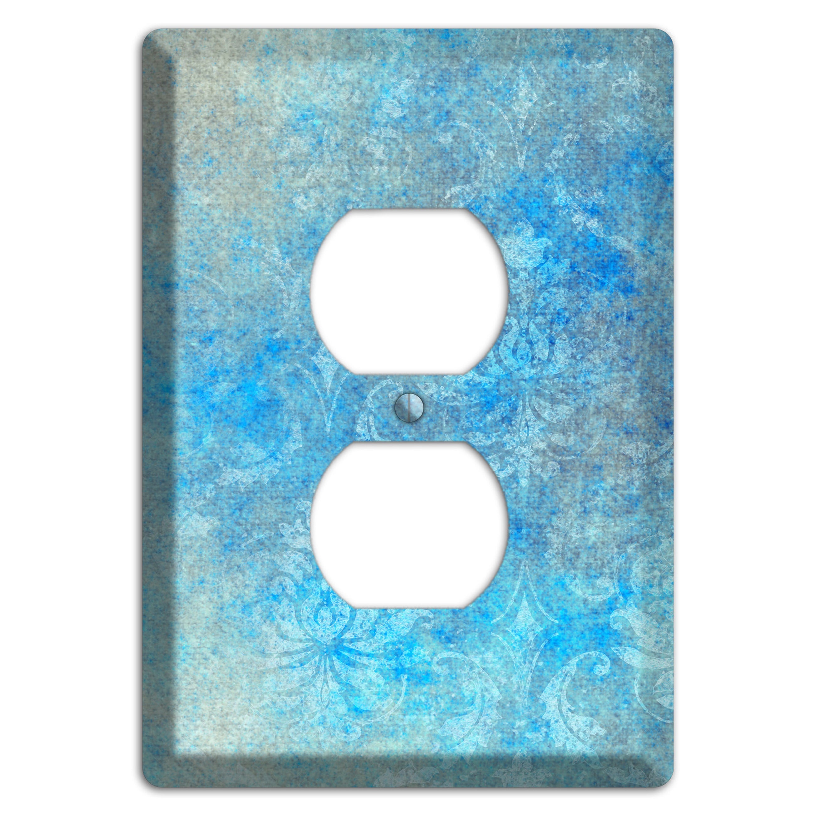 Picton Blue Whimsical Damask Duplex Outlet Wallplate