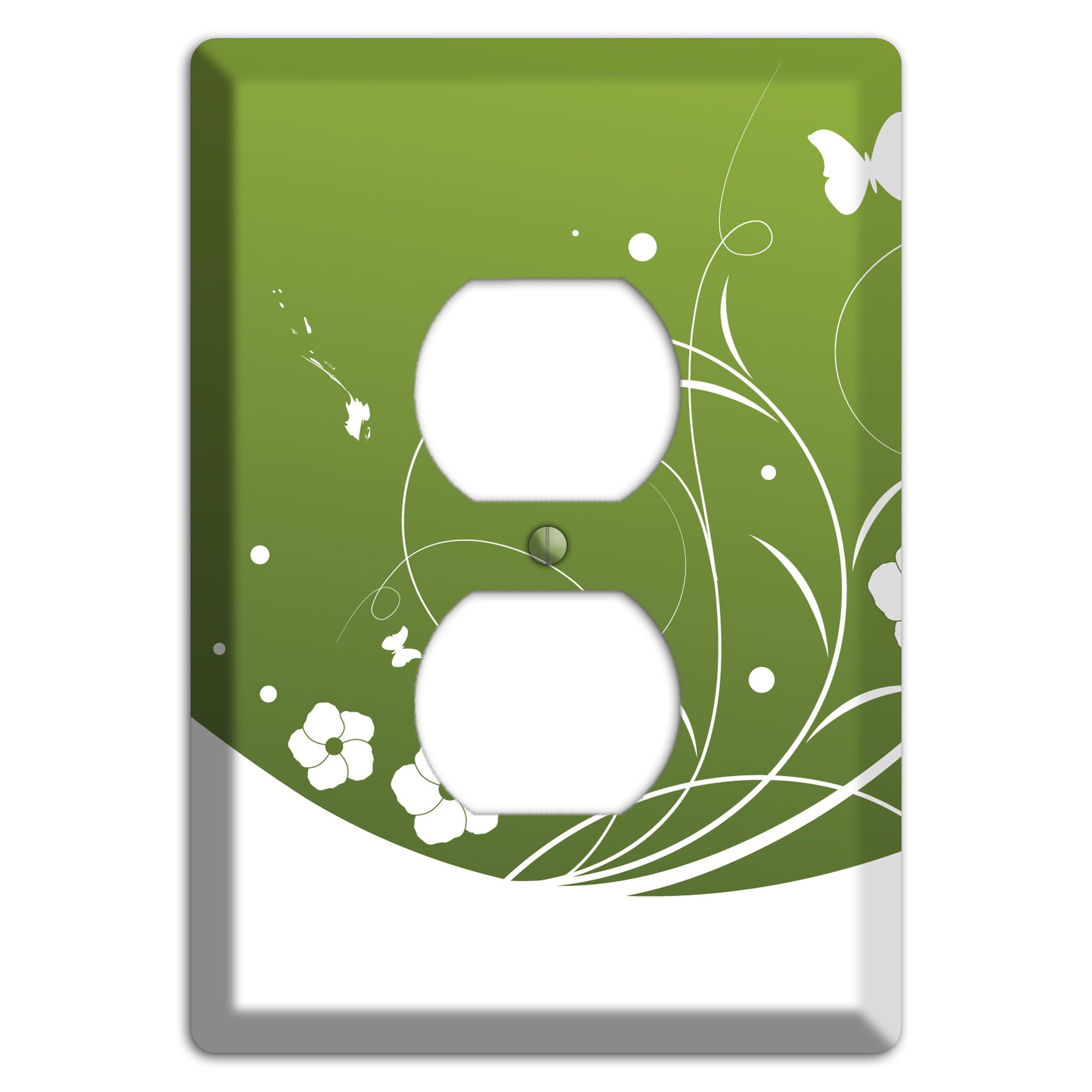 Green Floral Sprig Duplex Outlet Wallplate