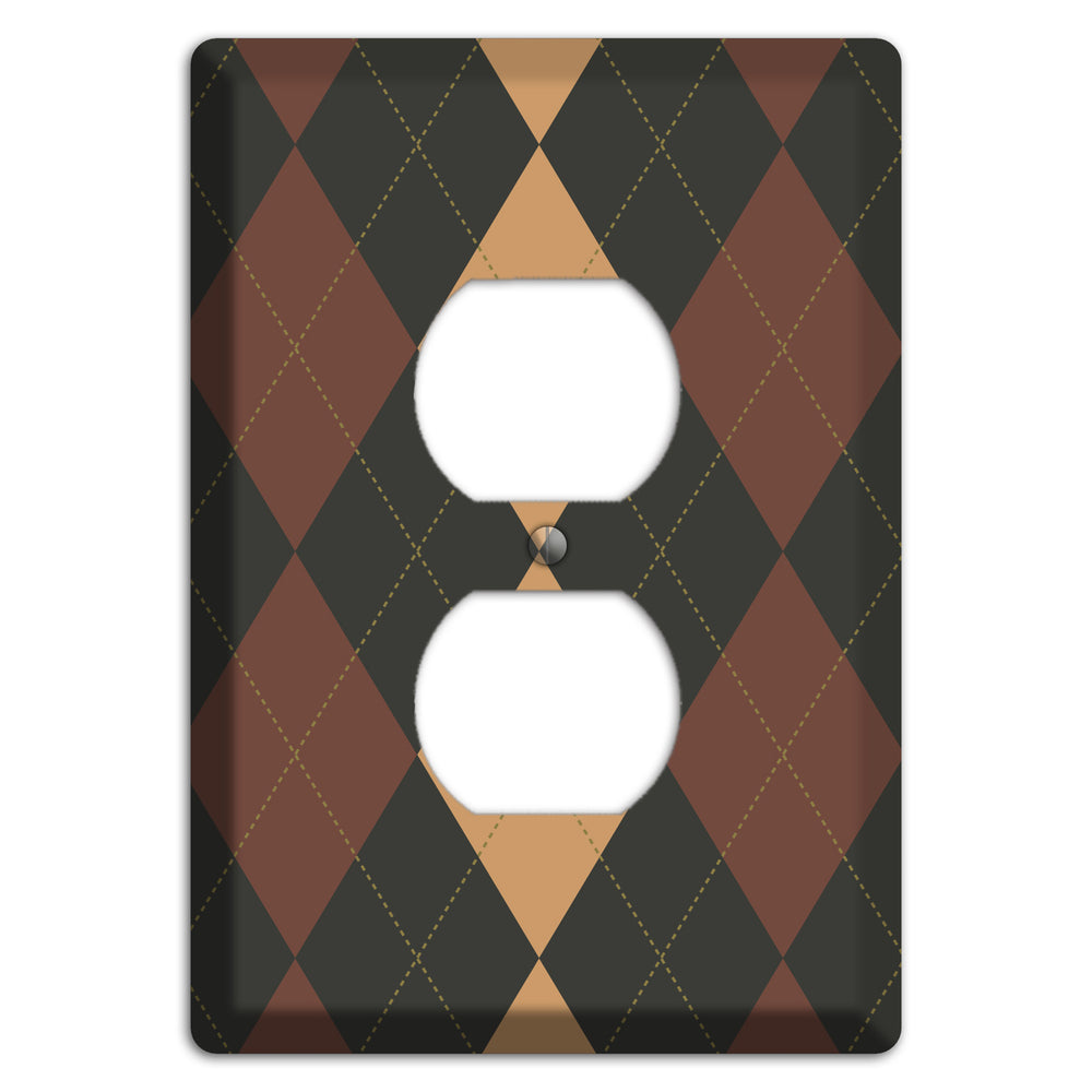 Maroon and Tan Argyle Duplex Outlet Wallplate