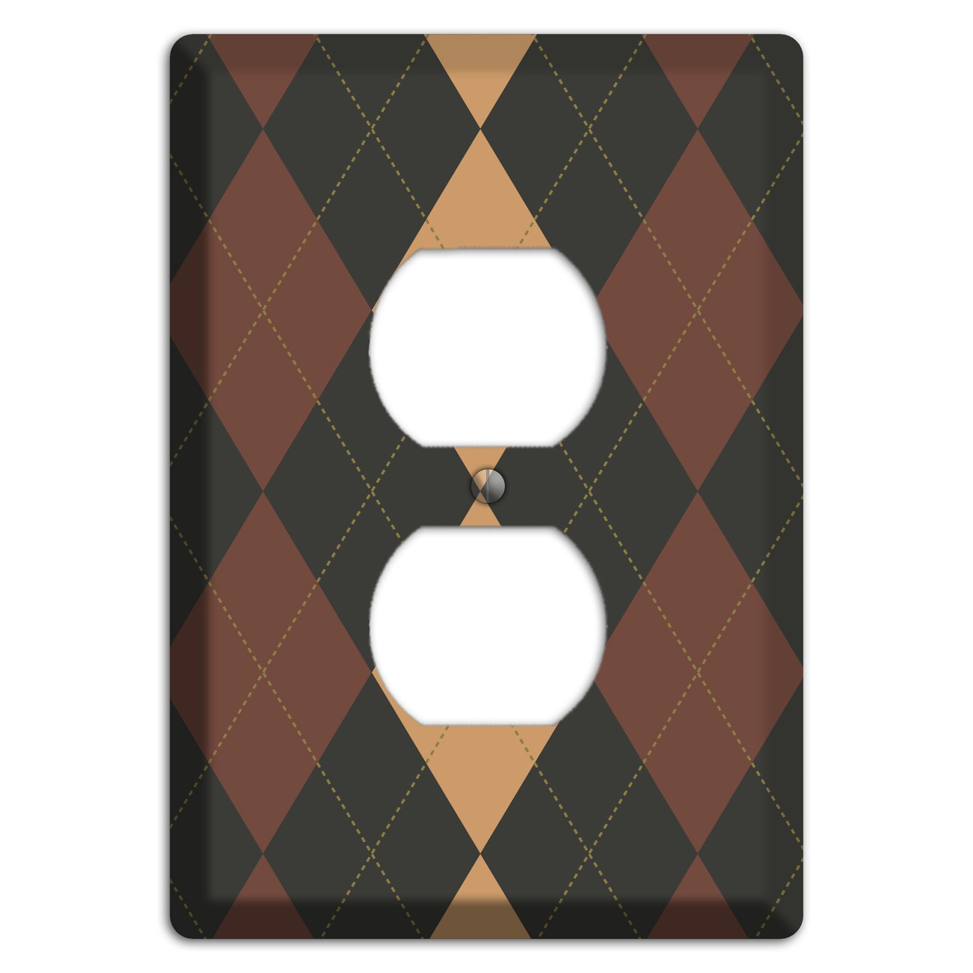 Maroon and Tan Argyle Duplex Outlet Wallplate