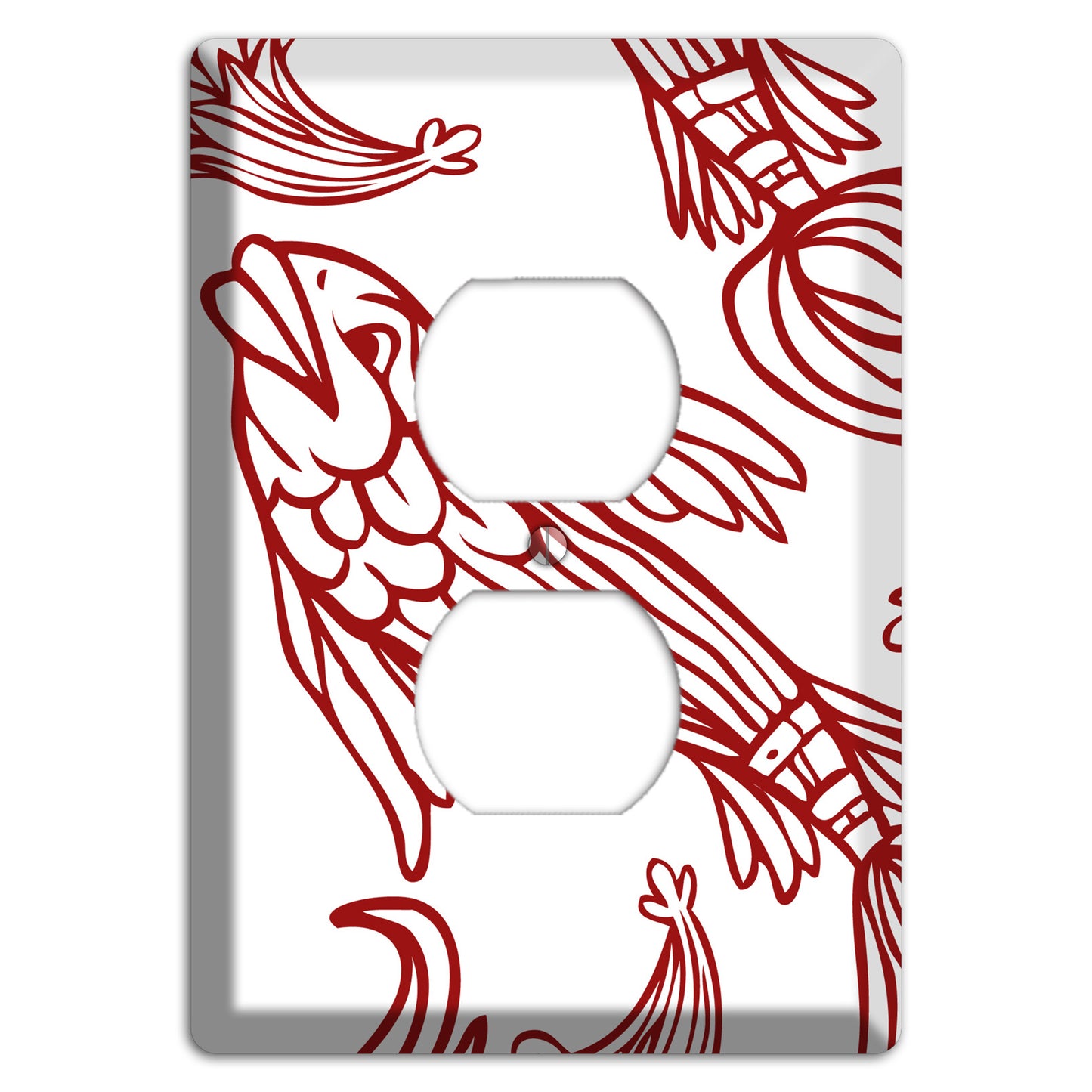 Red and White Koi Duplex Outlet Wallplate