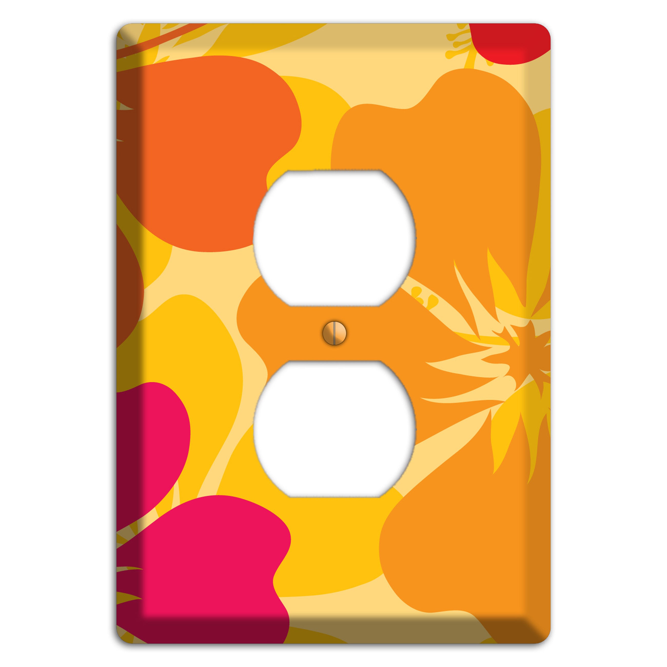 Orange Retro Flowers 2 Duplex Outlet Wallplate