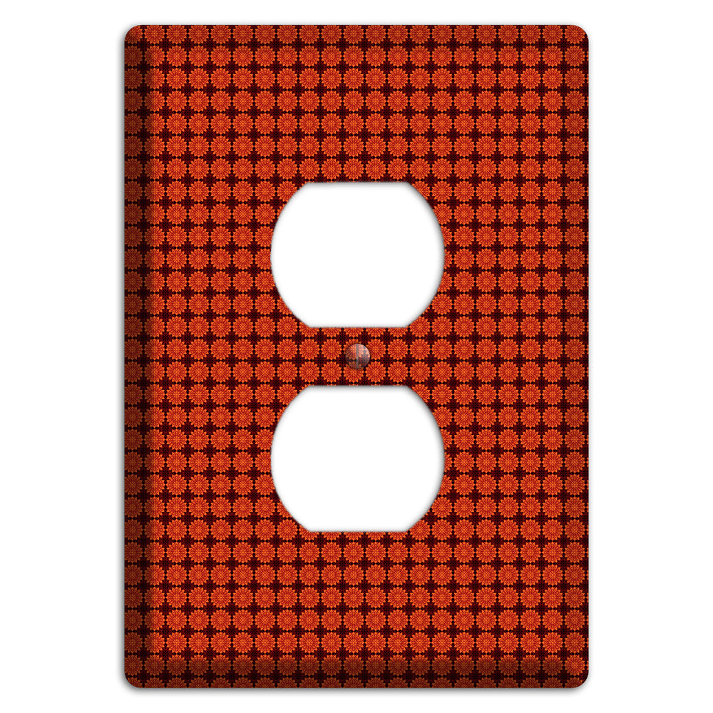 Maroon with Tiled Red Foulard Duplex Outlet Wallplate