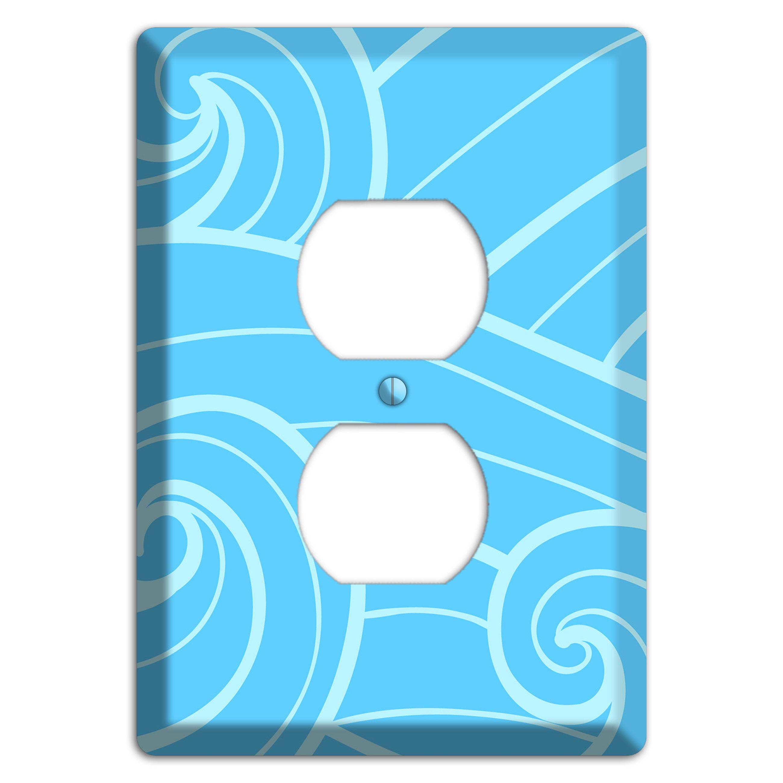 Abstract Curl Blue Duplex Outlet Wallplate