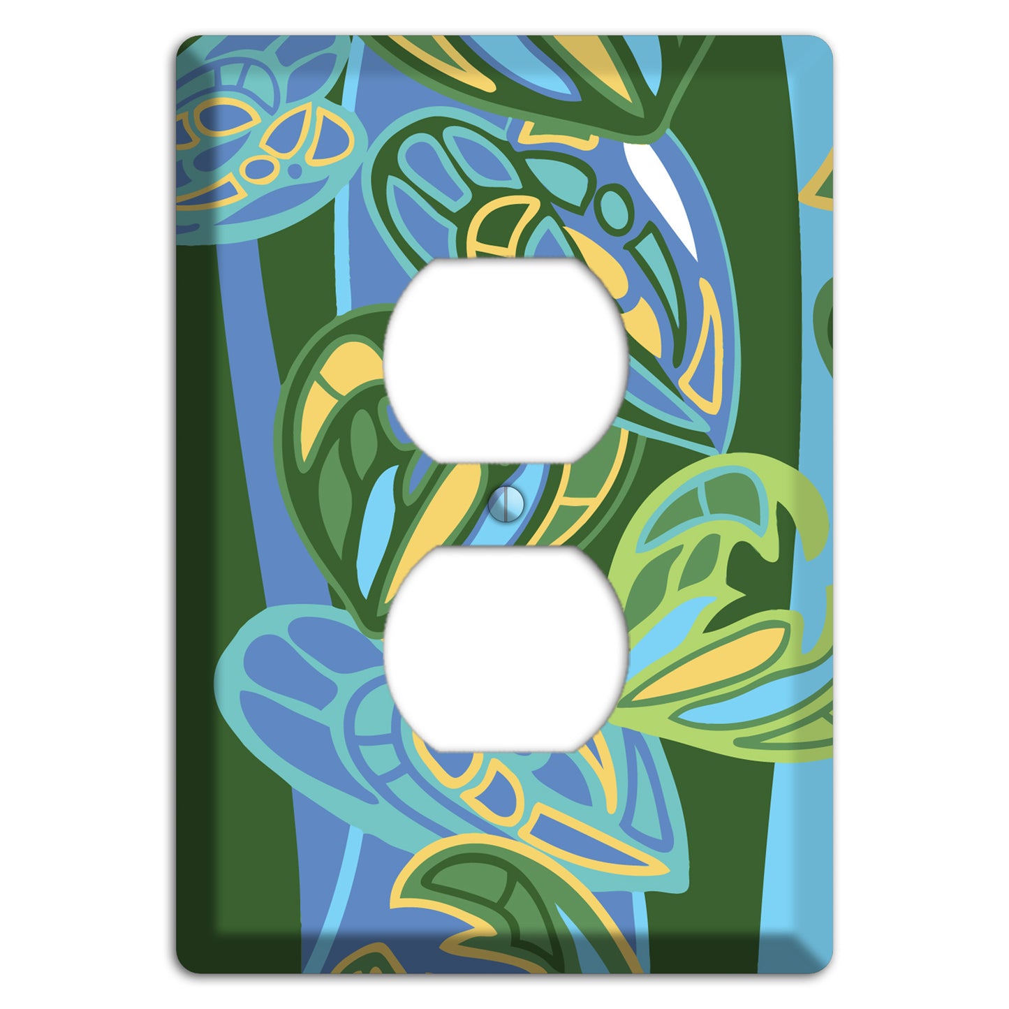 Pacific Blue and Green Duplex Outlet Wallplate