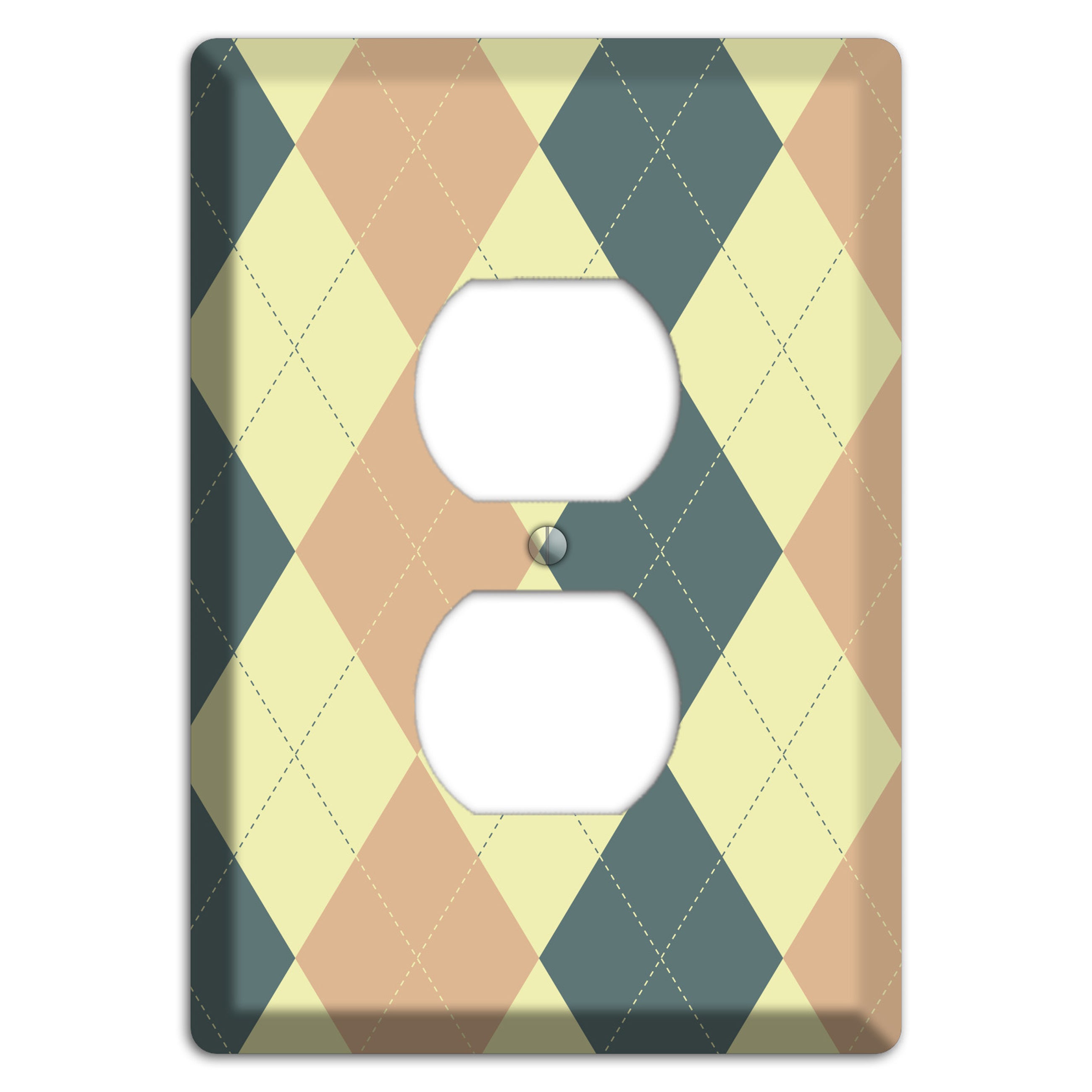 Yellow and Beige Argyle Duplex Outlet Wallplate