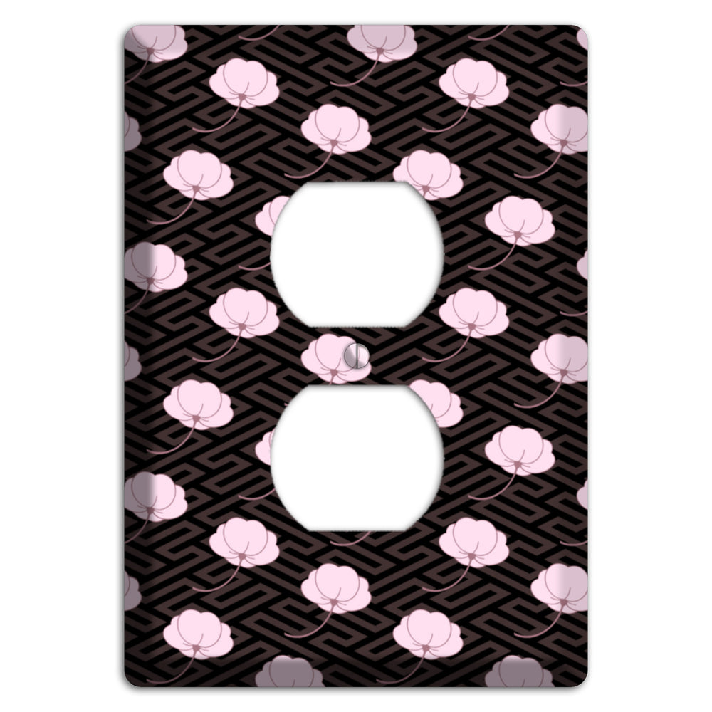 Small Asian Blossoms with Pattern Duplex Outlet Wallplate