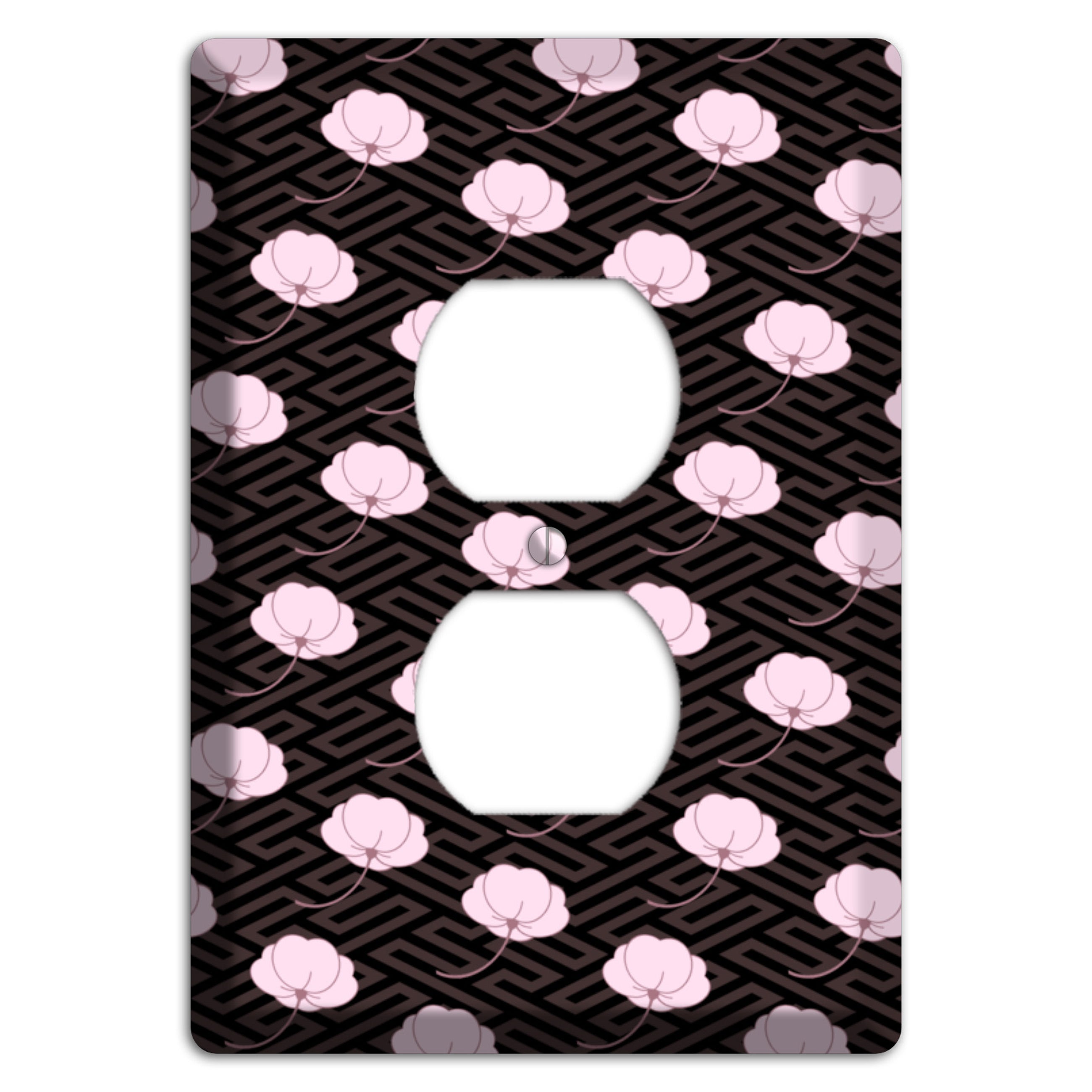 Small Asian Blossoms with Pattern Duplex Outlet Wallplate