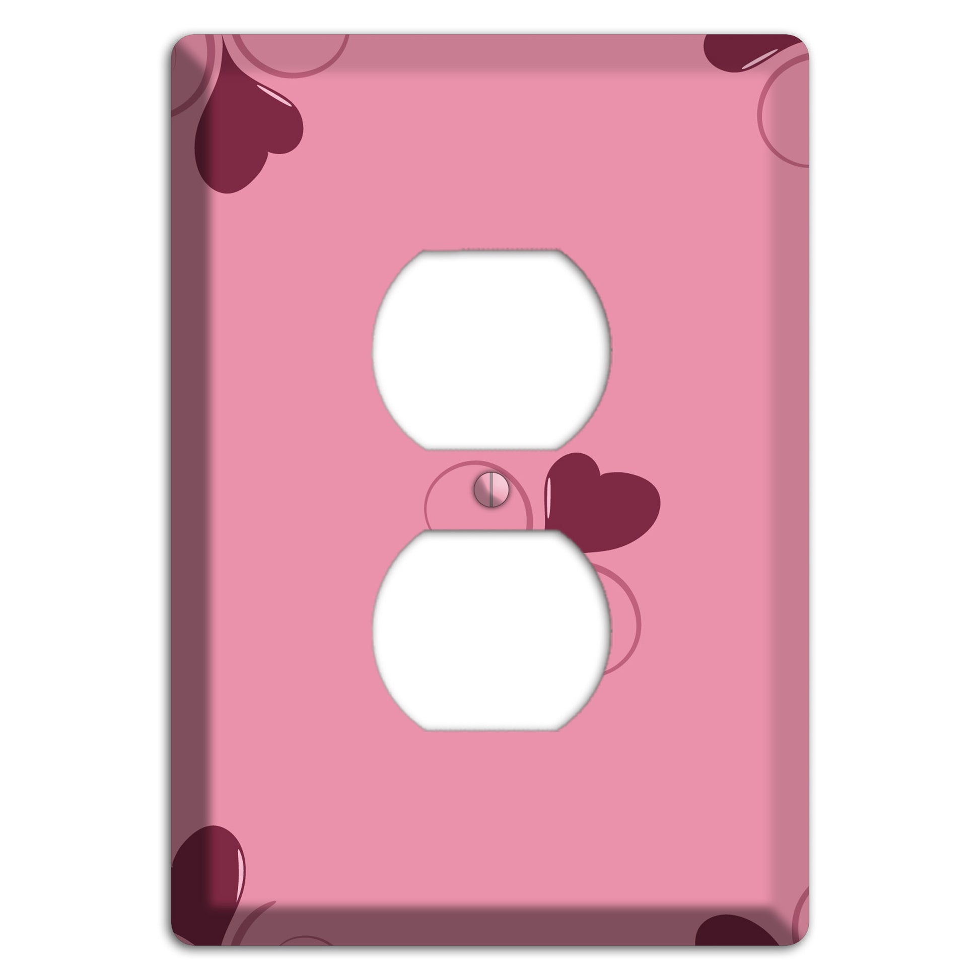 Pink with Hearts Duplex Outlet Wallplate