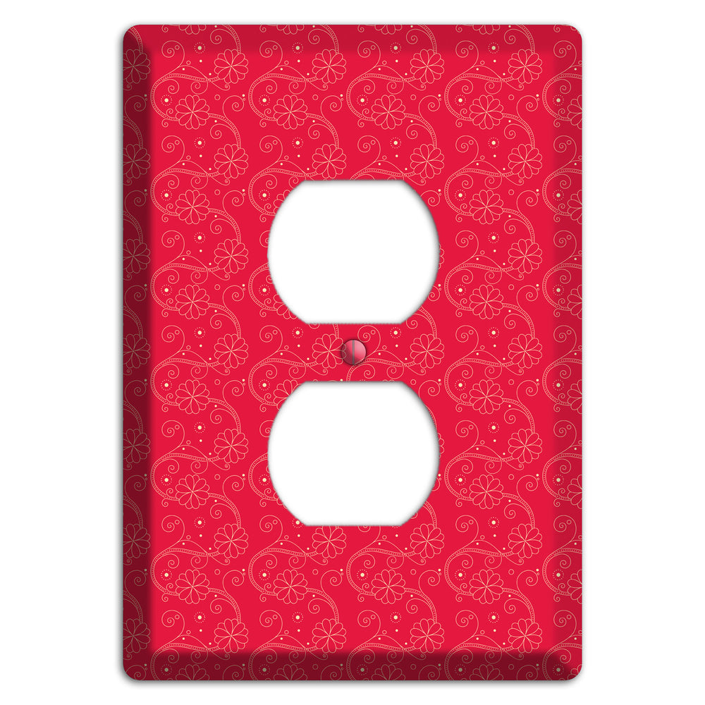 Tiny Red Floral Swirl Duplex Outlet Wallplate