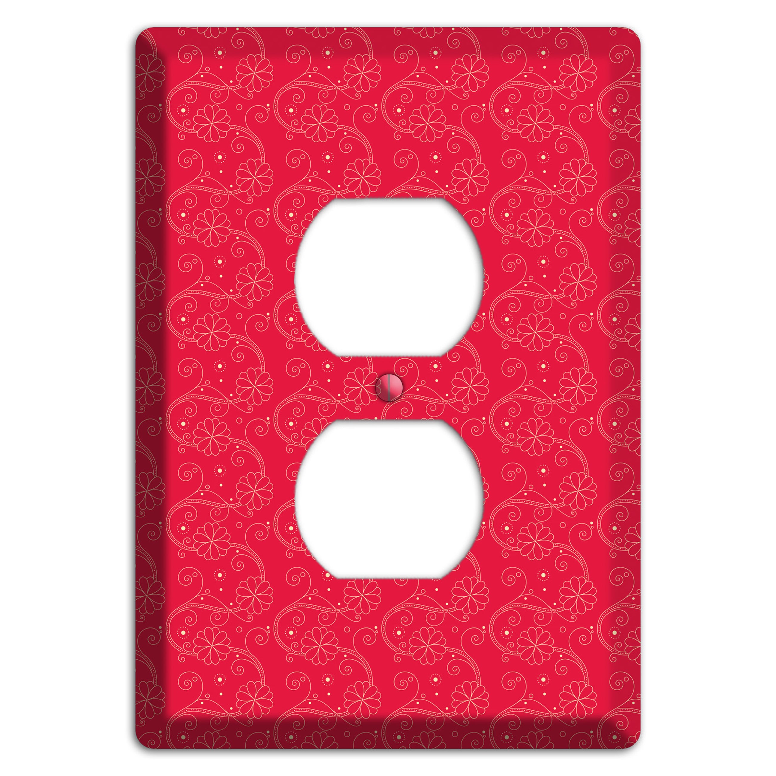 Tiny Red Floral Swirl Duplex Outlet Wallplate
