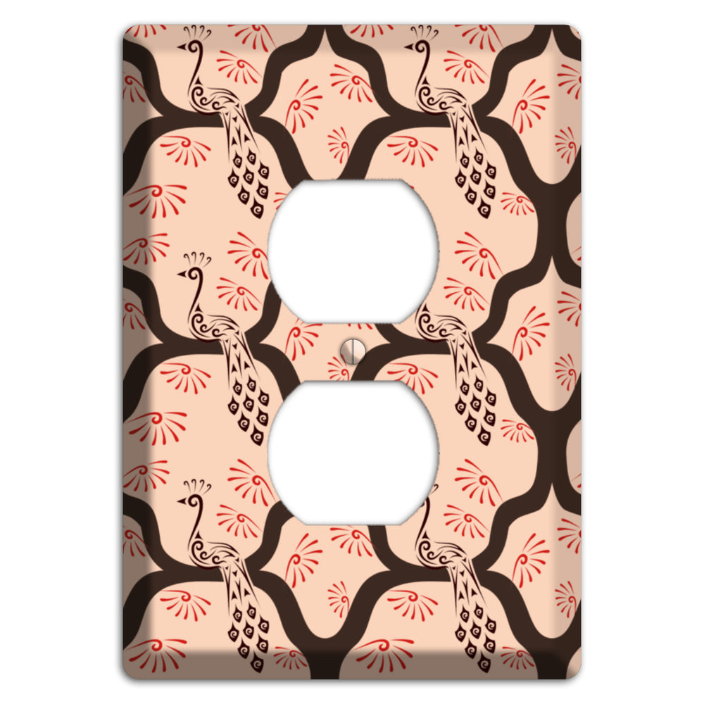 Light Quatrefoil Peacock Duplex Outlet Wallplate