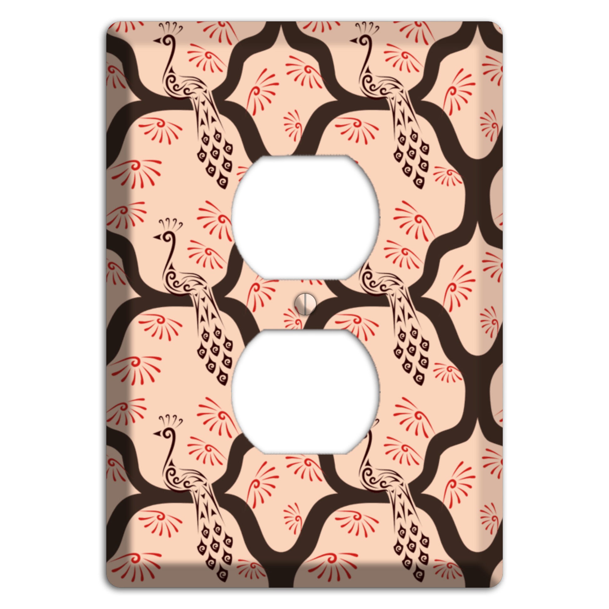 Light Quatrefoil Peacock Duplex Outlet Wallplate