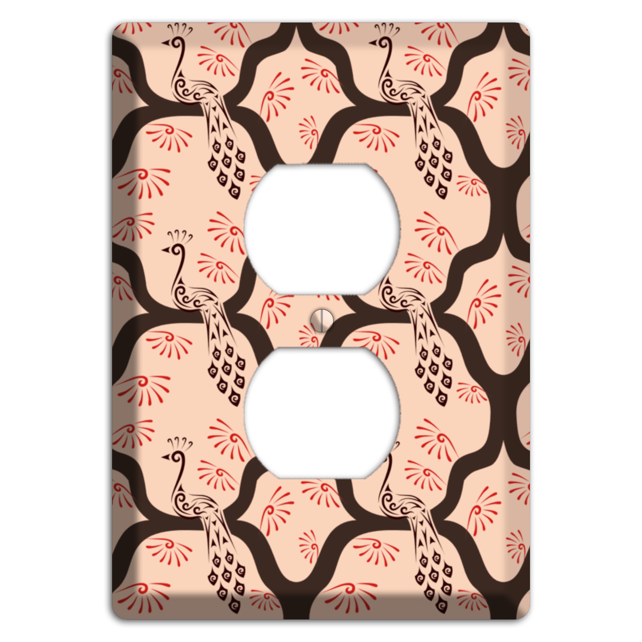Light Quatrefoil Peacock Duplex Outlet Wallplate