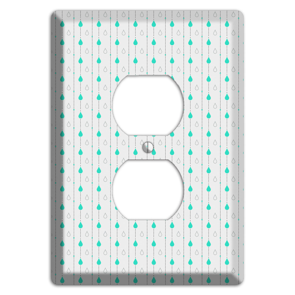 White and Blue Drops Duplex Outlet Wallplate